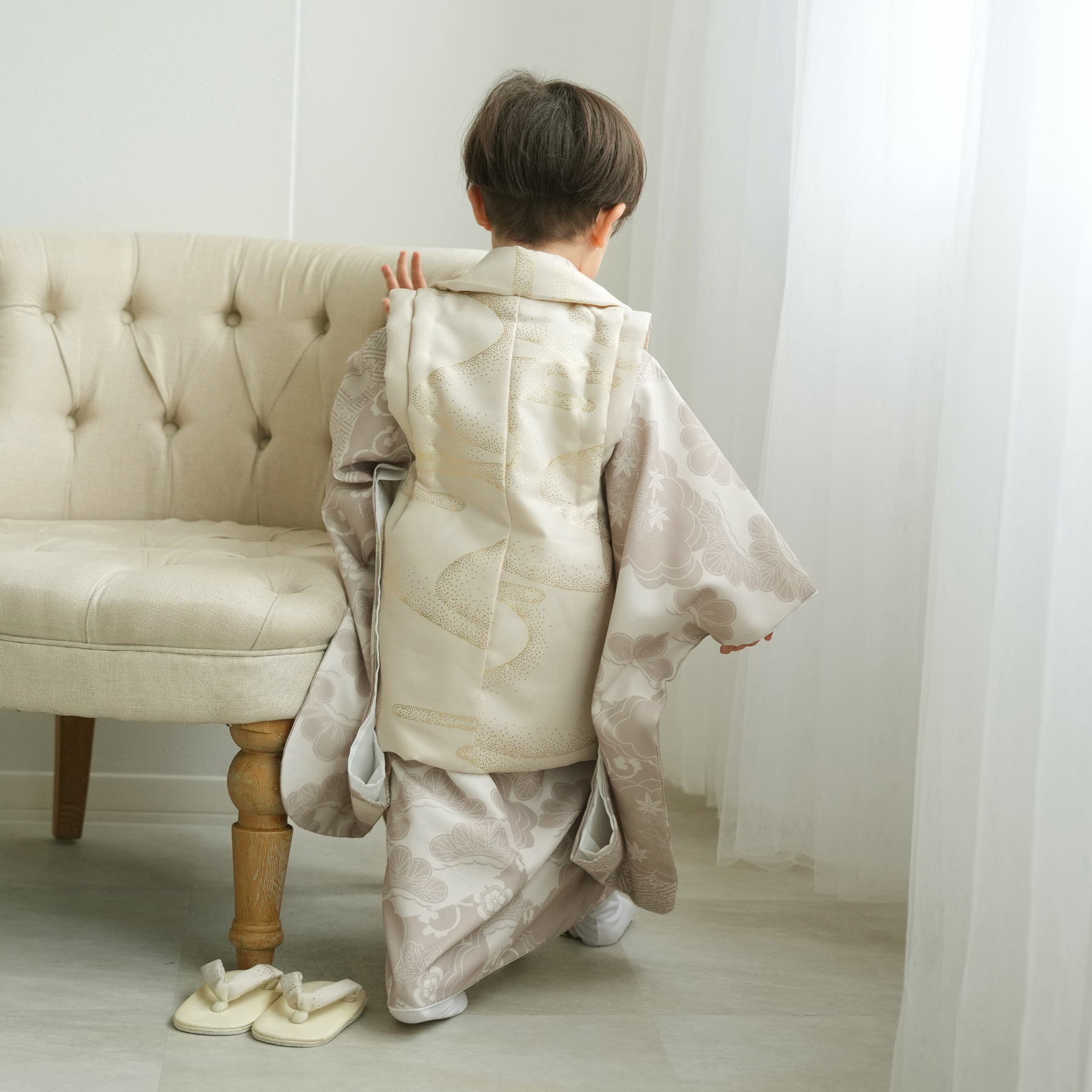 レンタル 七五三 3歳 男の子 ひよこ商店 kids 着物 ベレー帽つき被布