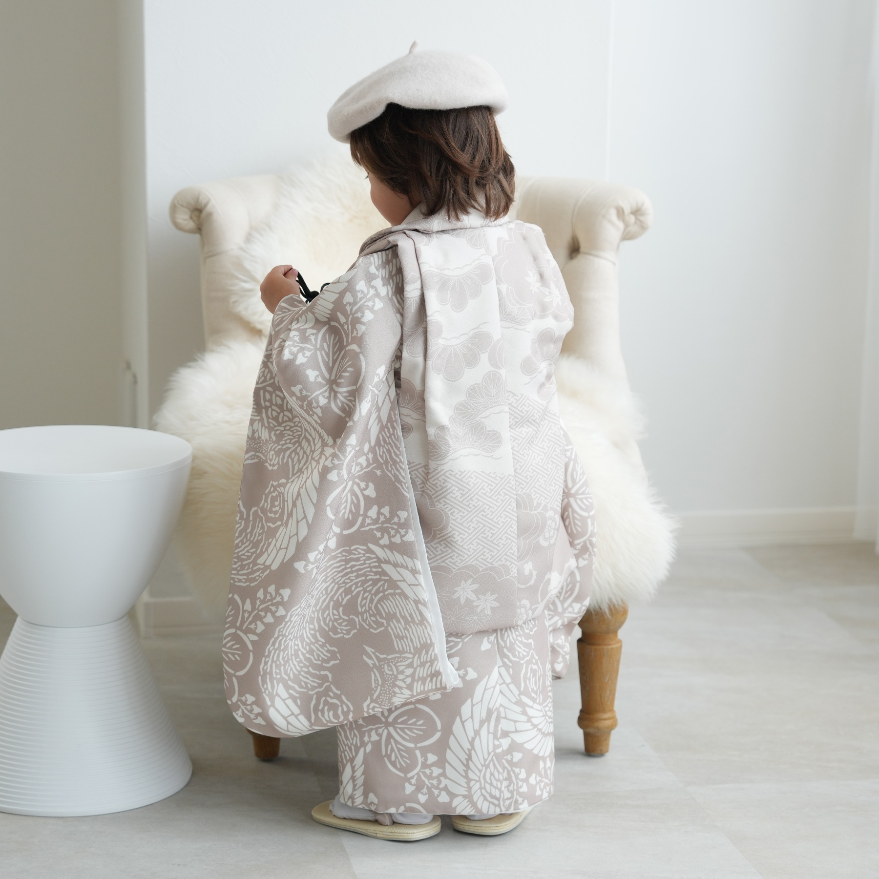 レンタル 七五三 3歳 男の子 ひよこ商店 kids 着物 ベレー帽つき被布