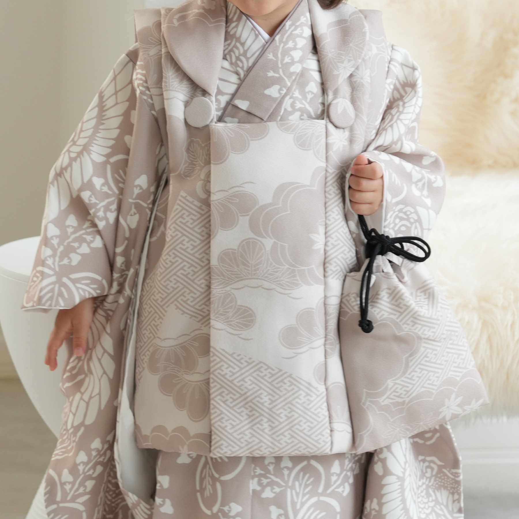 レンタル 七五三 3歳 男の子 ひよこ商店 kids 着物 ベレー帽つき被布