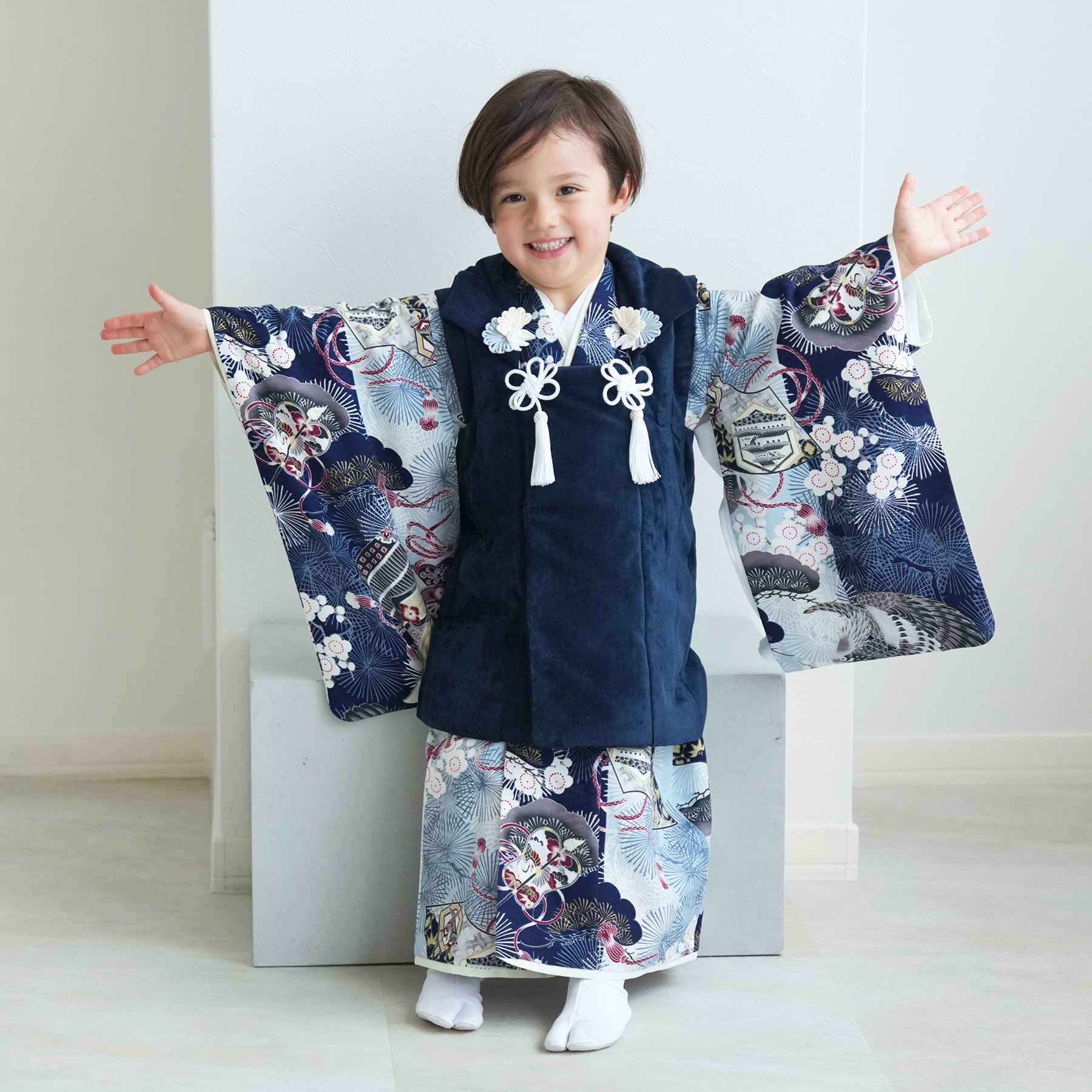 レンタル 七五三 3歳 男の子 華徒然 七五三セット 被布セット 松に鷹