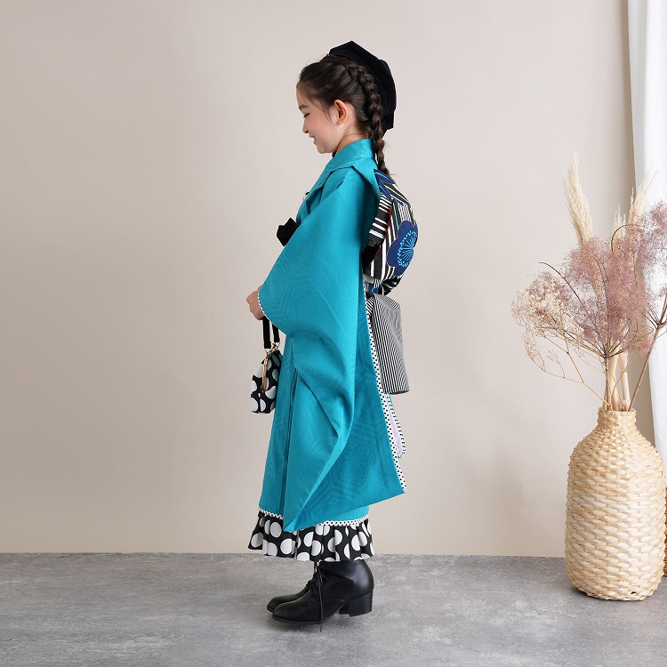 レンタル 七五三 7歳 セット JAPAN STYLE レトロモダン系 水玉 青系 七