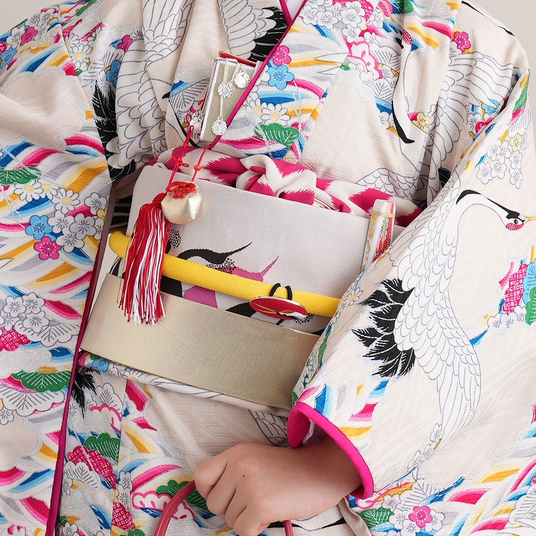 レンタル 七五三 着物 7歳 セット モダンアンテナ 古典柄 レトロ 鶴