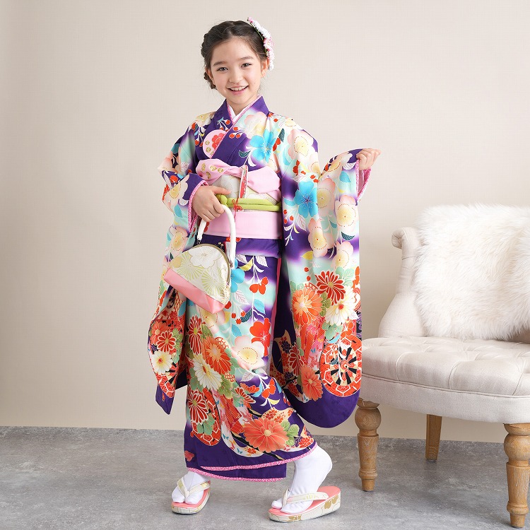 レンタル 七五三 着物 7歳 セット 乙葉 古典柄 レトロ アンティーク系
