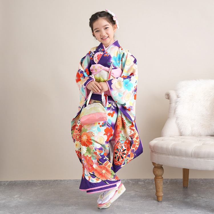 レンタル 七五三 着物 7歳 セット 乙葉 古典柄 レトロ アンティーク系