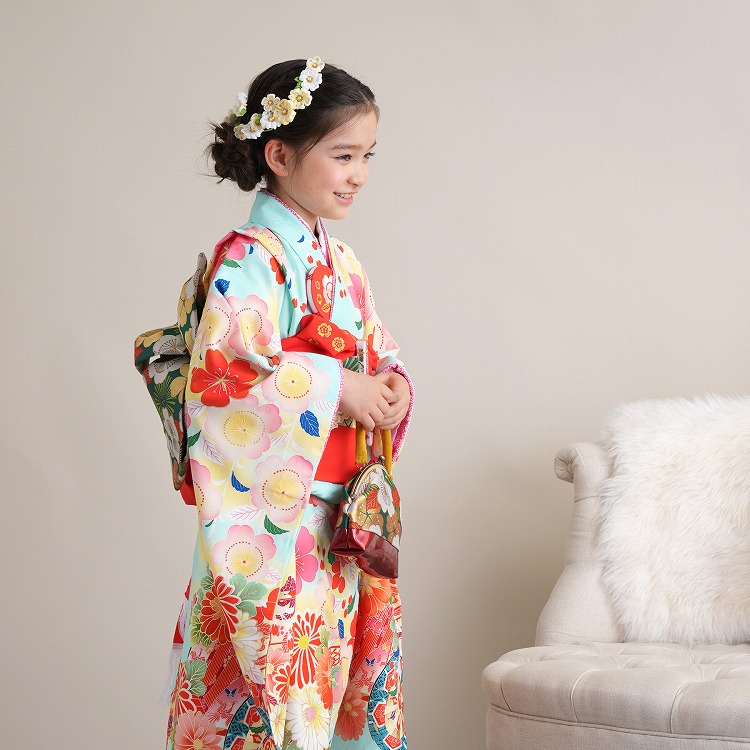レンタル 七五三 着物 7歳 セット 乙葉 古典柄 レトロ アンティーク系