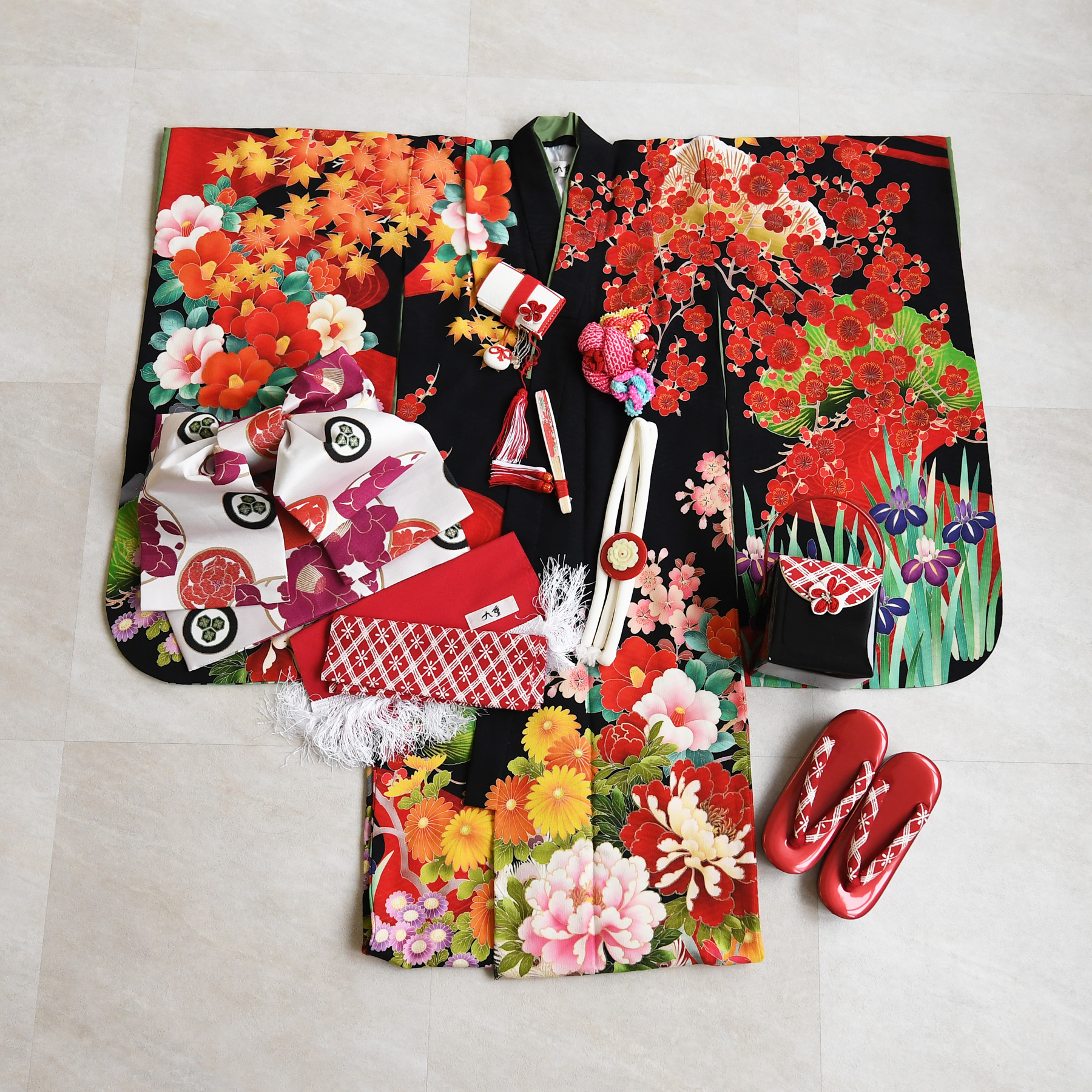 レンタル 七五三 着物 7歳 セット 九重×中村里砂 古典柄 レトロ