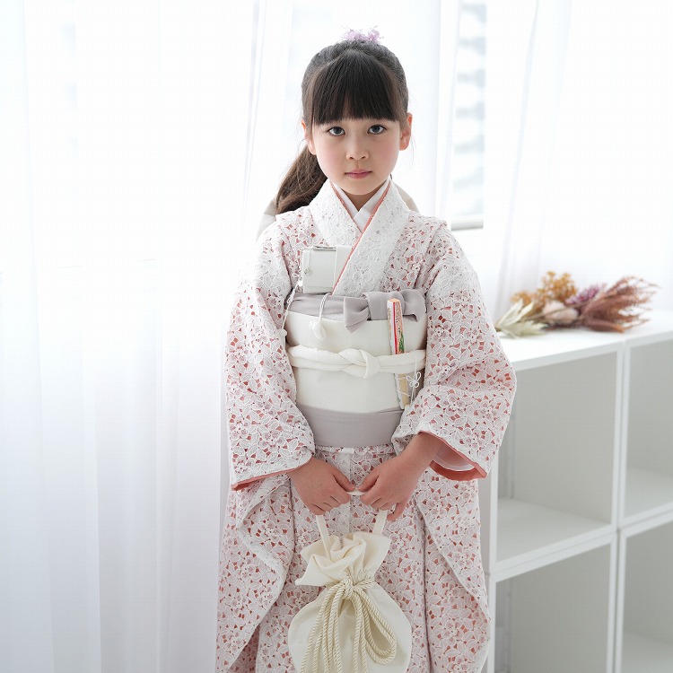 レンタル 七五三 着物 7歳 女の子 振袖 四つ身 utatane レトロ レース