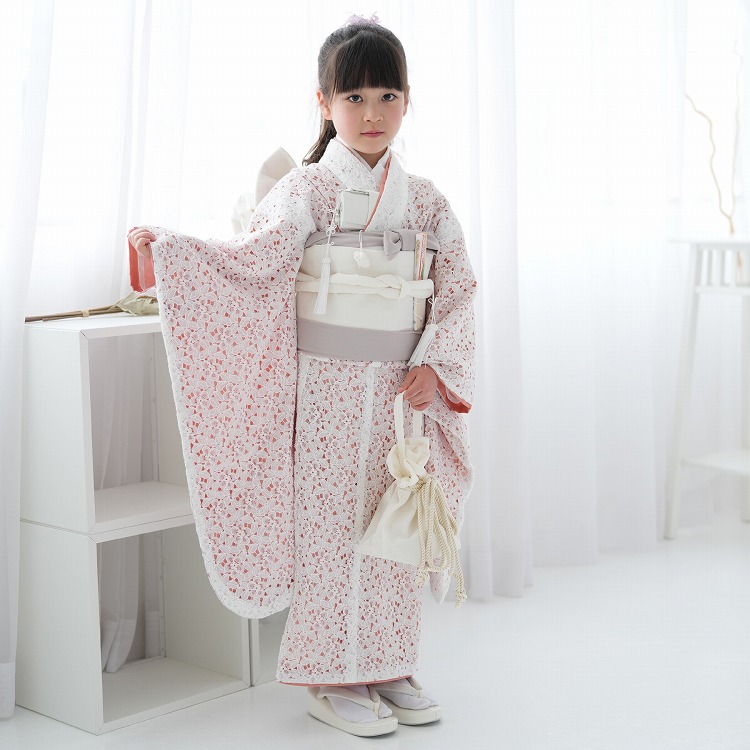 レンタル 七五三 着物 7歳 女の子 振袖 四つ身 utatane レトロ レース