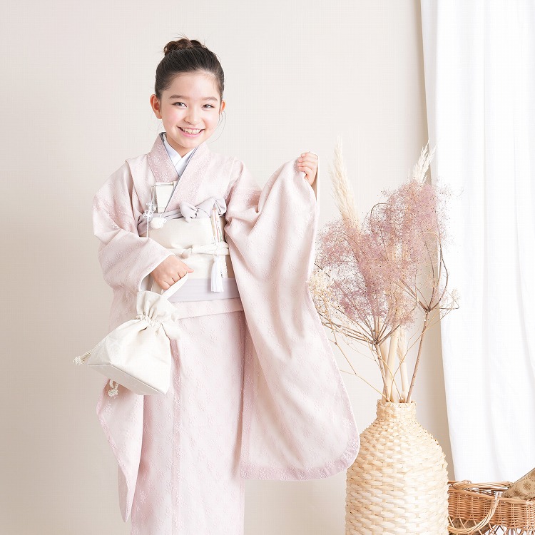 【kanon】utatane 七五三 3歳 着物　ピンク ベージュ レンタル 七五三 着物 7歳 女の子 753 四つ身 振袖 フルセット utatane