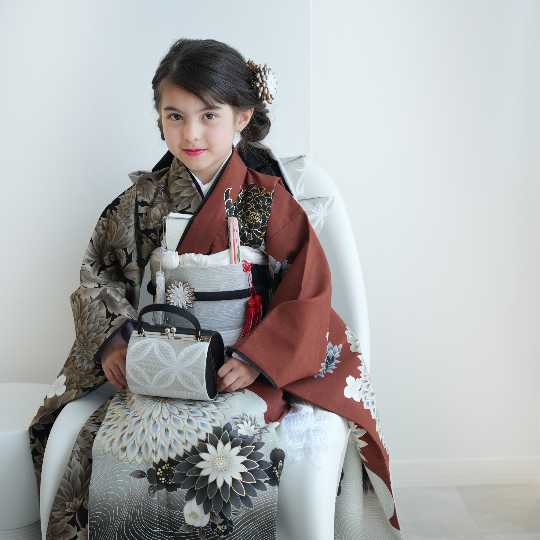 レンタル 七五三 着物 7歳 JAPAN STYLE 古典柄 レトロ アンティーク系