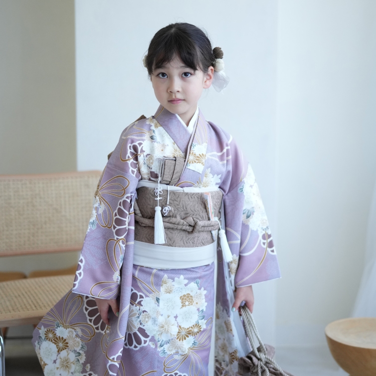 レンタル 七五三 7歳 着物 ひよこ商店 古典柄 レトロ 四つ身 花