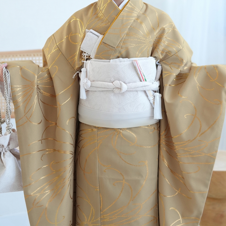 レンタル 七五三 着物 7歳 ひよこ商店 古典柄 レトロ 四つ身 花 茶系