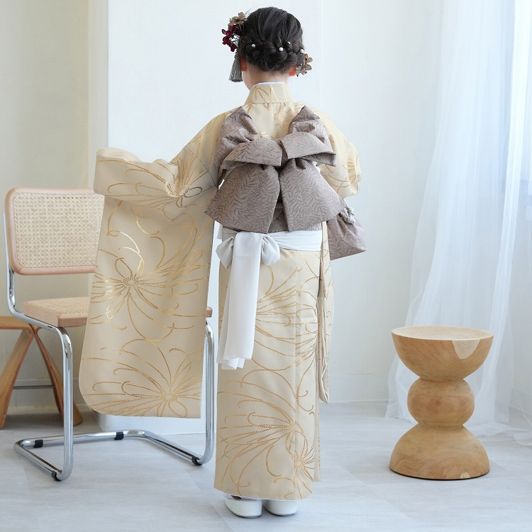 レンタル 七五三 着物 7歳 ひよこ商店 古典柄 レトロ 四つ身 花 きなり
