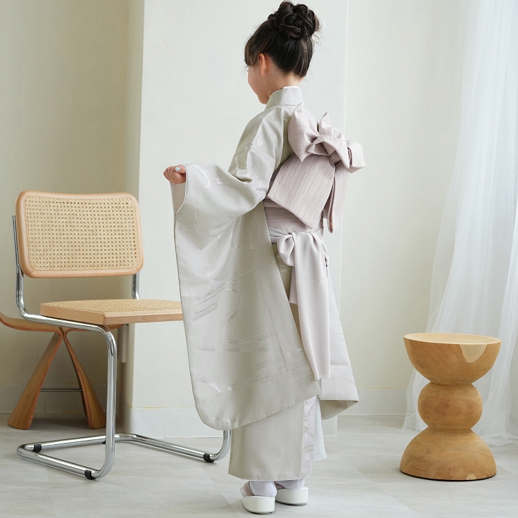 レンタル 七五三 7歳 ひよこ商店 古典柄 レトロ 四つ身 霞 グレー系