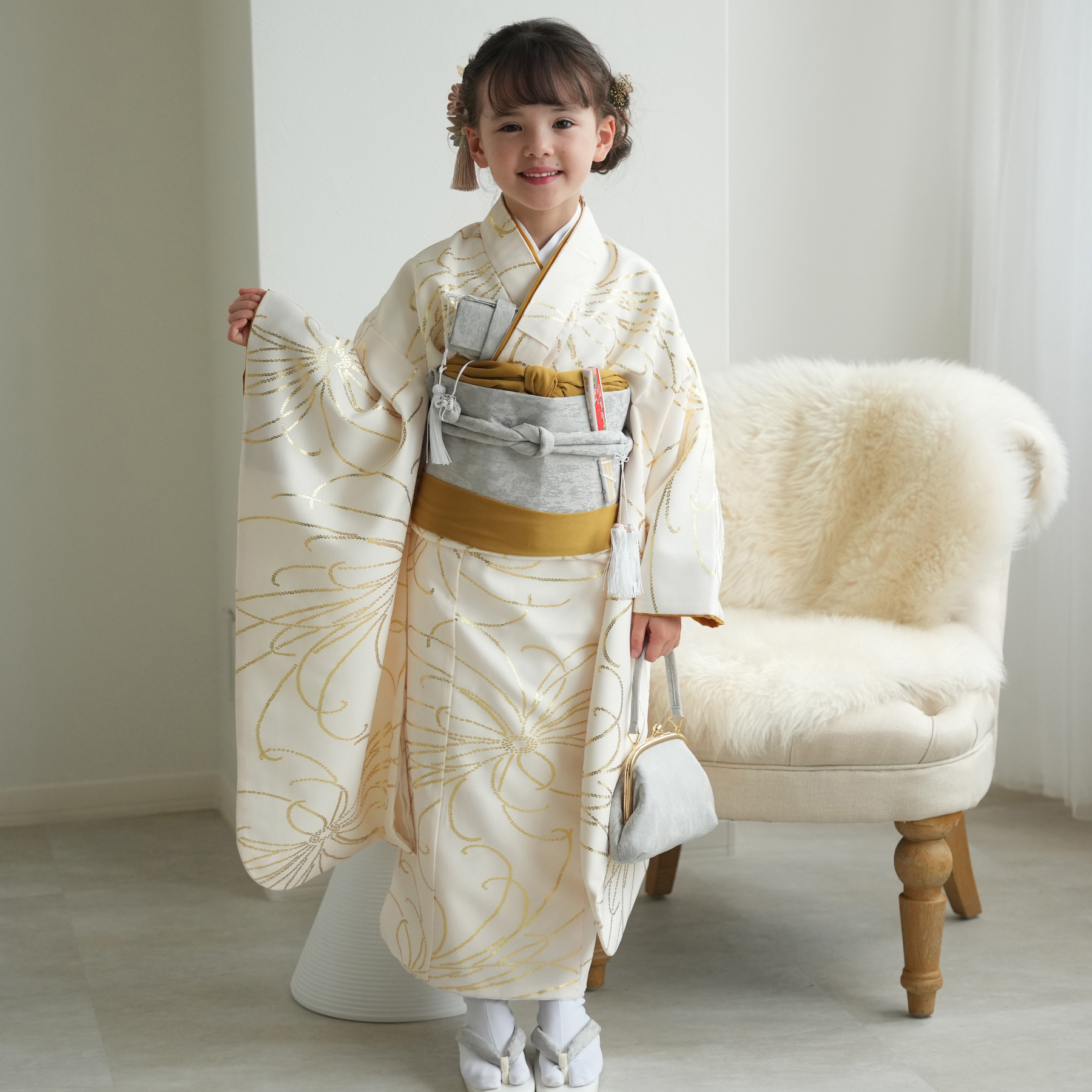 レンタル 七五三 着物 7歳 ひよこ商店 女の子 四つ身 フルセット