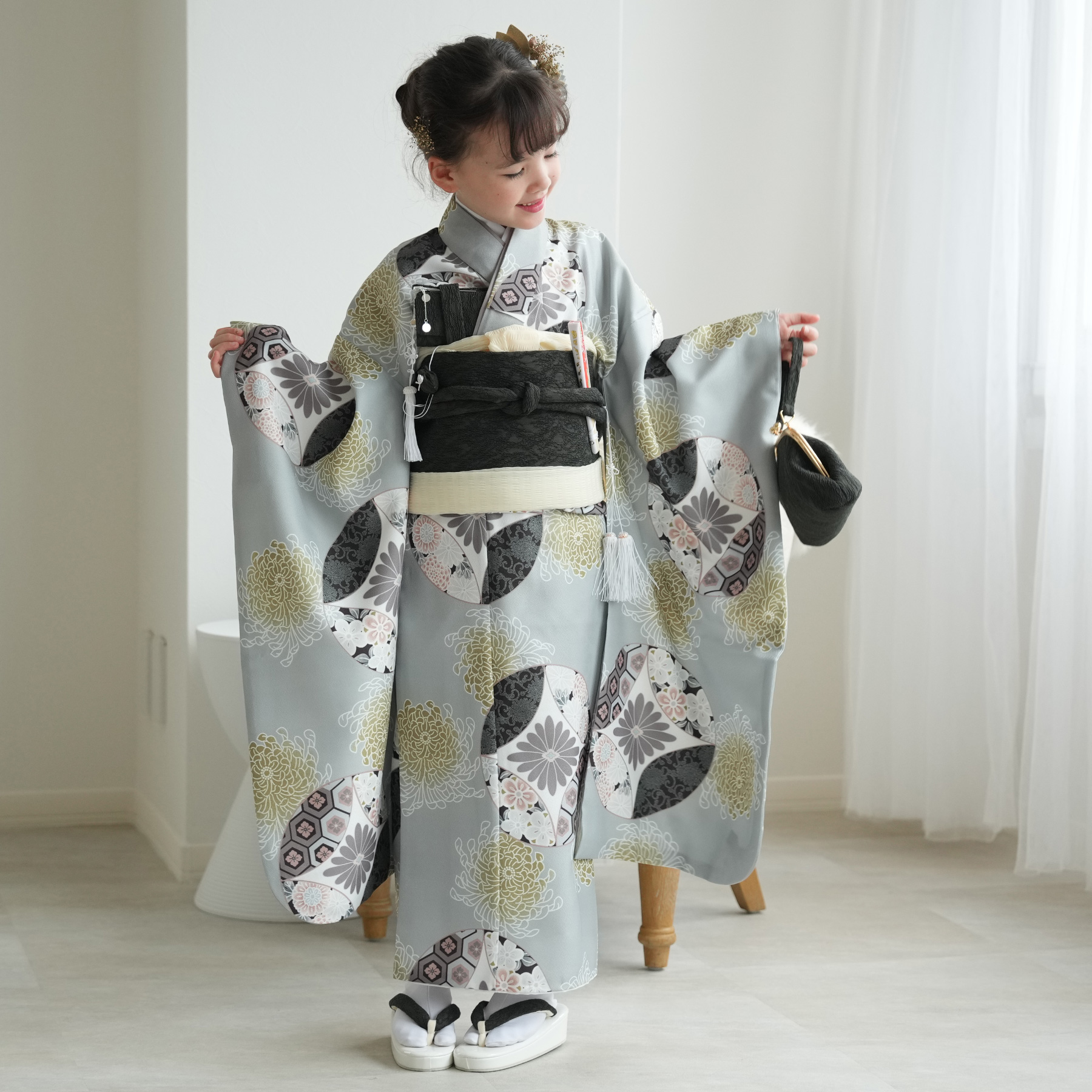 レンタル 七五三 着物 7歳 ひよこ商店 女の子 四つ身 フルセット