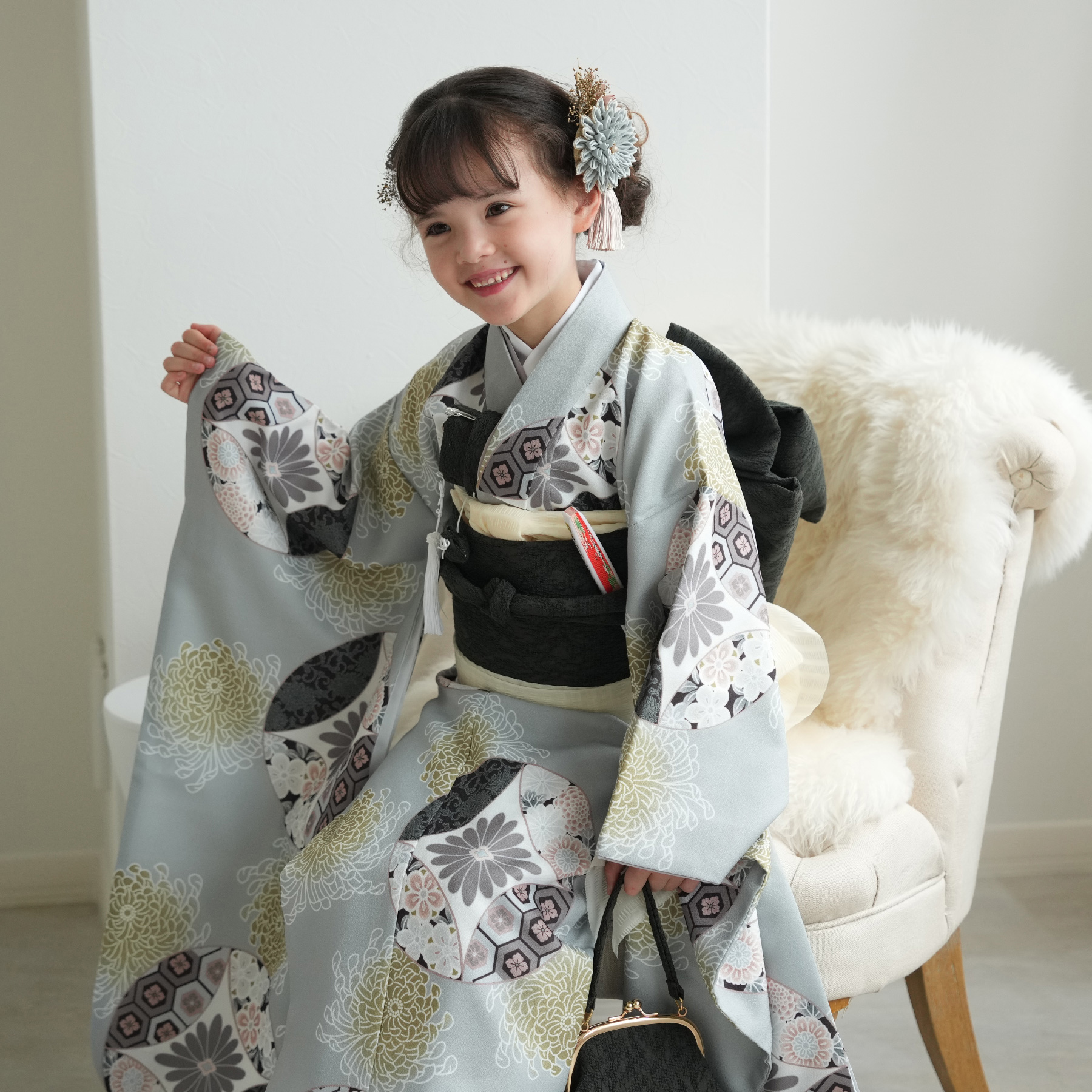 レンタル 七五三 着物 7歳 ひよこ商店 女の子 四つ身 フルセット