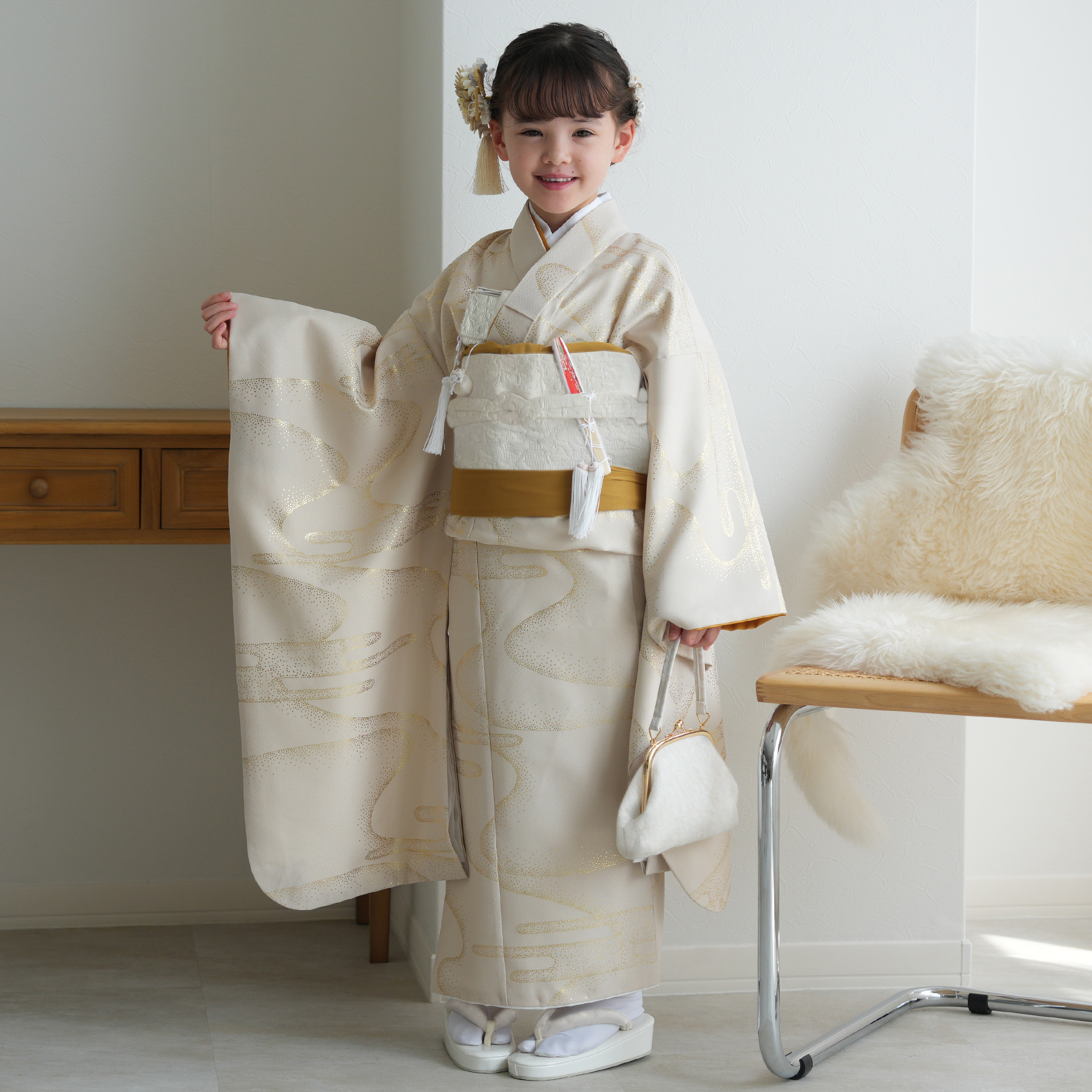 きょんちゃんNo.41 七五三　7歳 着物セット　　　白地 きょんちゃん様専用No.41 七五三 7歳 着物セット 白地 - メルカリ