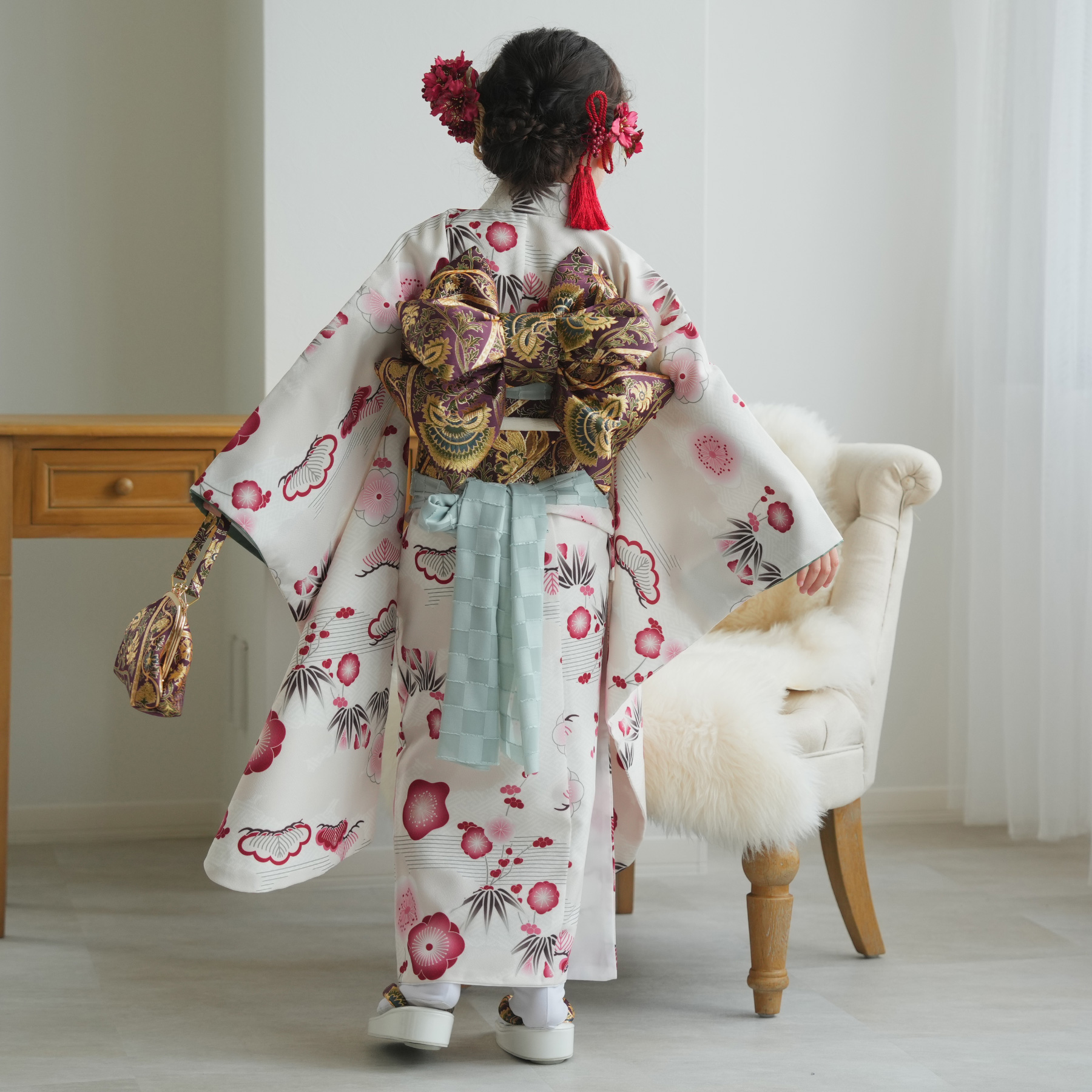 レンタル 七五三 着物 7歳 ひよこ商店 女の子 四つ身 フルセット 元禄