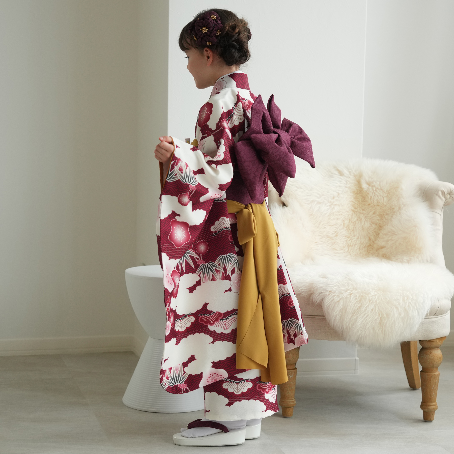 ひよこ商店　七五三　着物 レンタル 七五三 着物 7歳 ひよこ商店 女の子 四つ身 フルセット 元禄