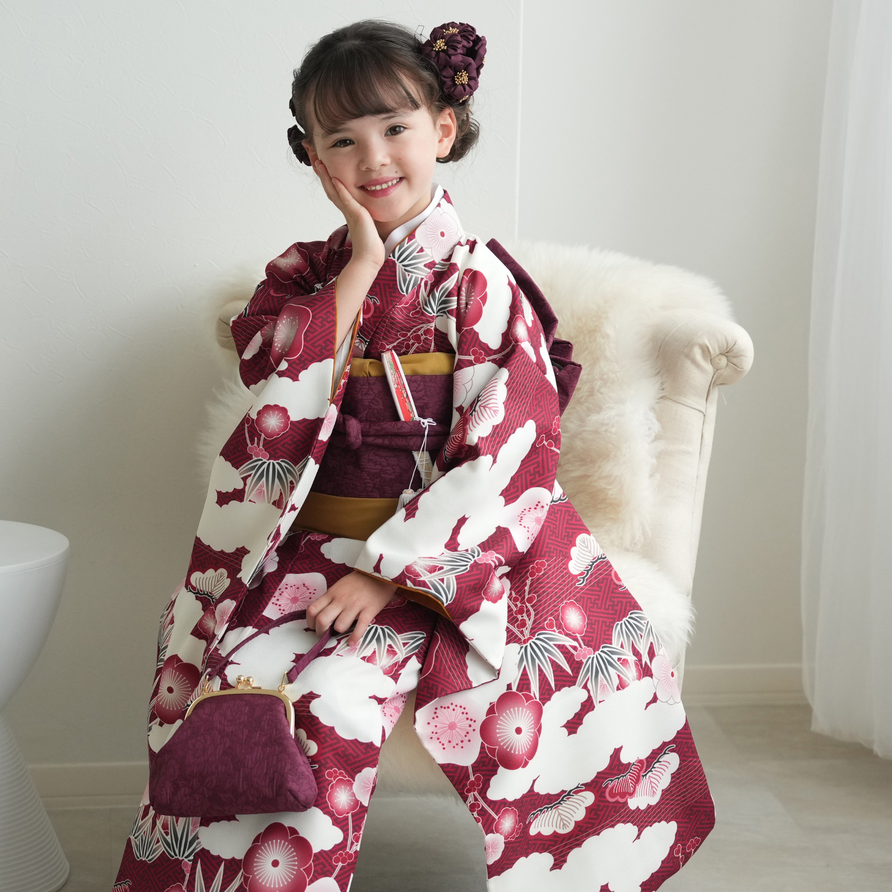 レンタル 七五三 着物 7歳 ひよこ商店 女の子 四つ身 フルセット 元禄