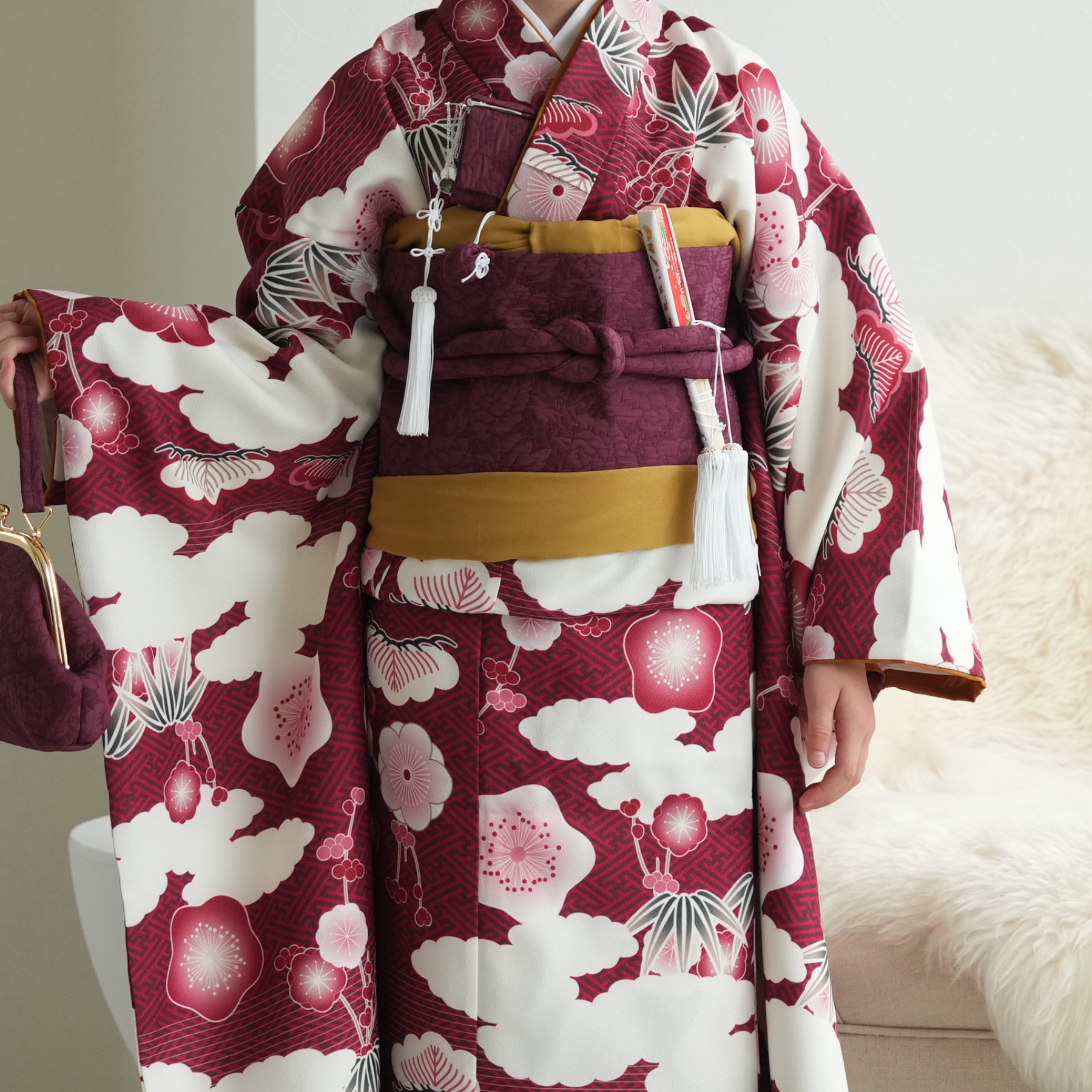 レンタル 七五三 着物 7歳 ひよこ商店 女の子 四つ身 フルセット 元禄