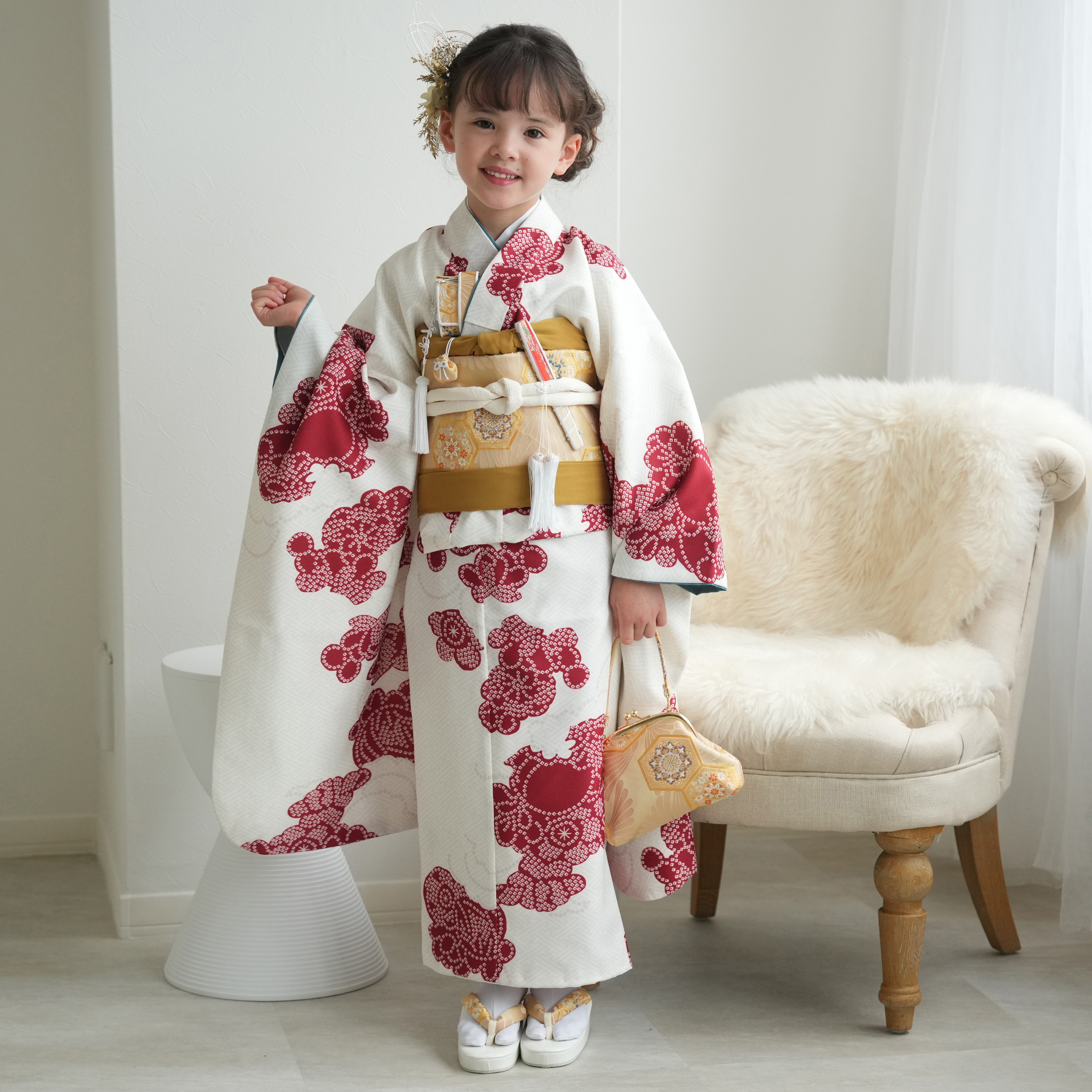 レンタル 七五三 着物 7歳 ひよこ商店 女の子 四つ身 フルセット