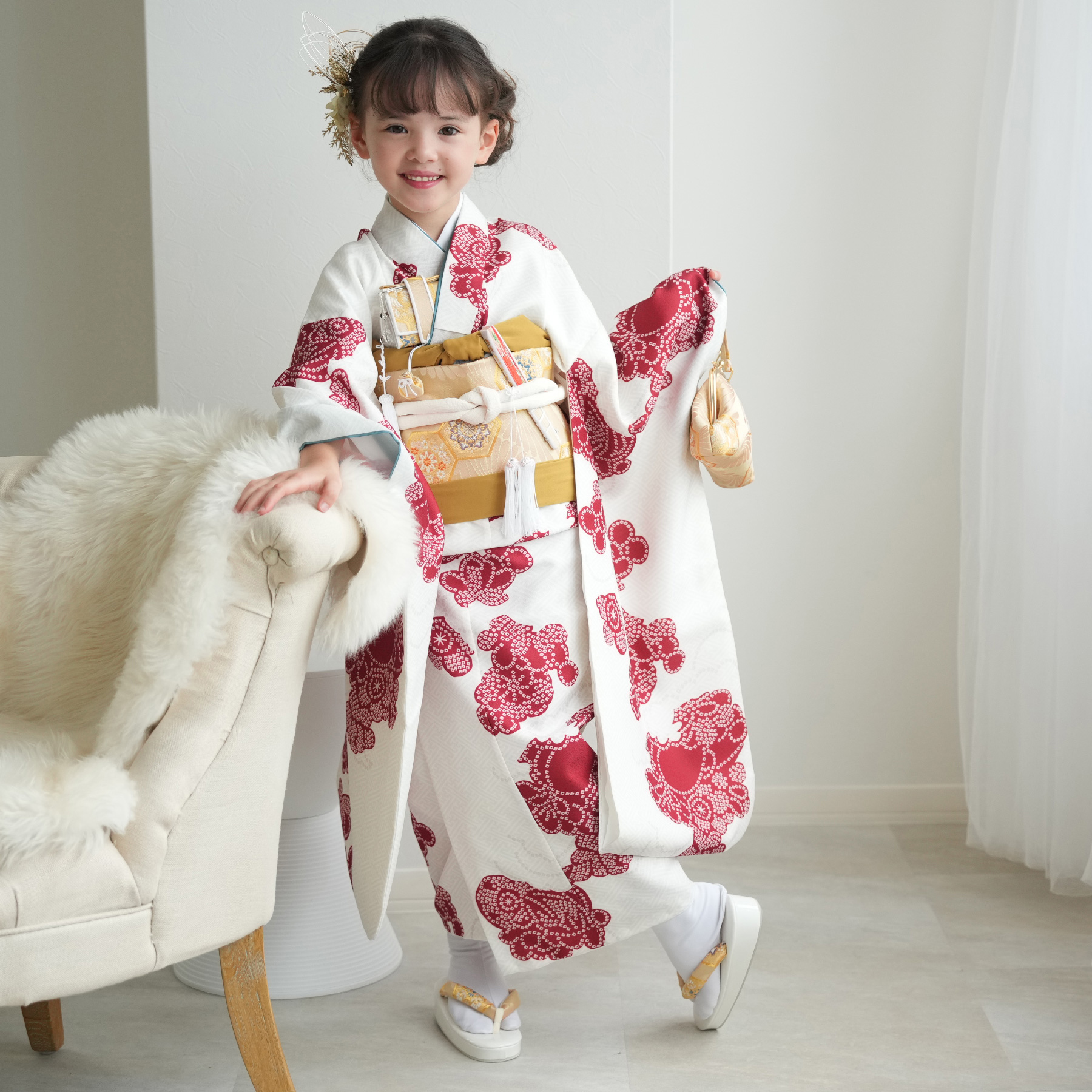 レンタル 七五三 着物 7歳 ひよこ商店 女の子 四つ身 フルセット