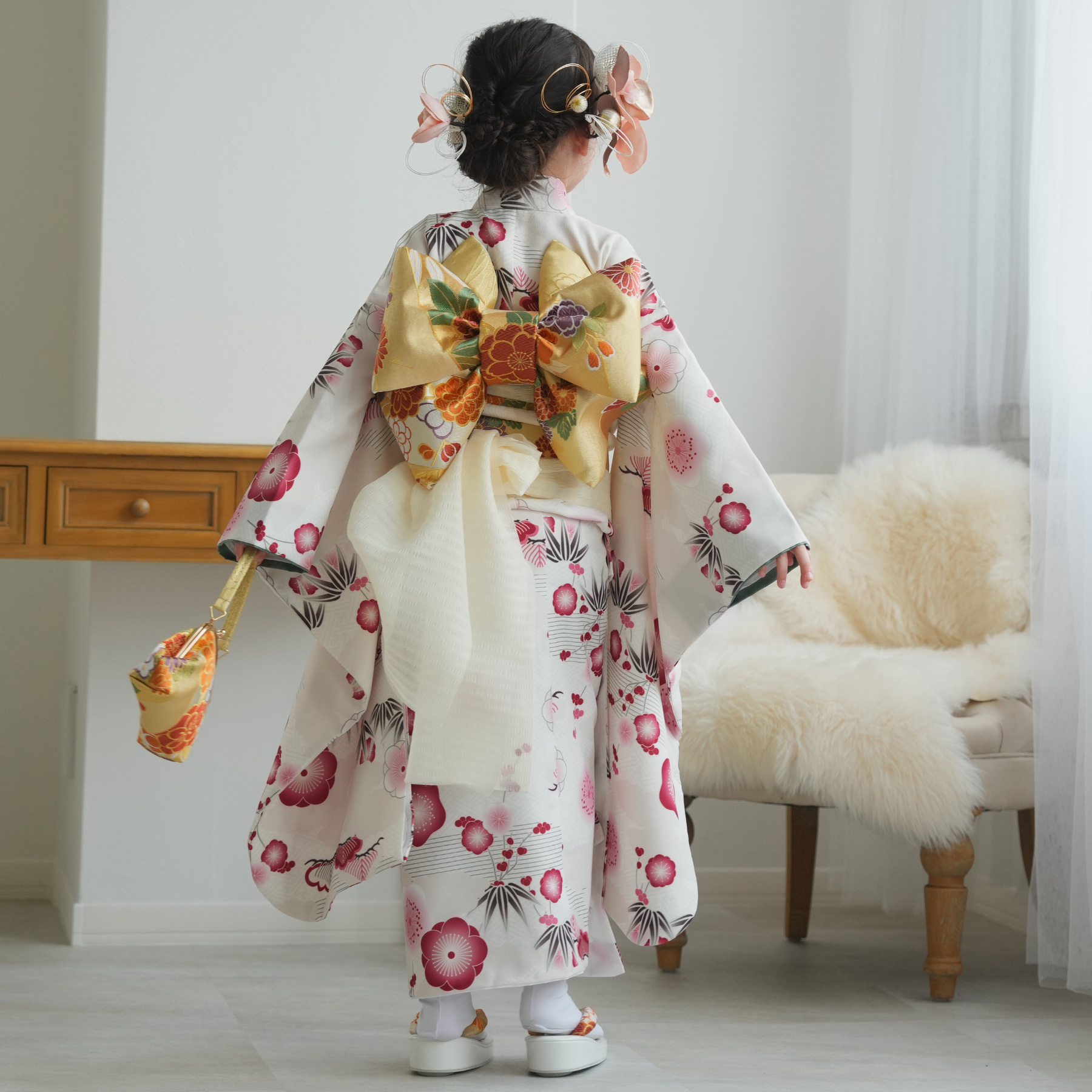 ひよこ商店　七五三　着物 レンタル 七五三 着物 7歳 ひよこ商店 女の子 四つ身 フルセット 元禄