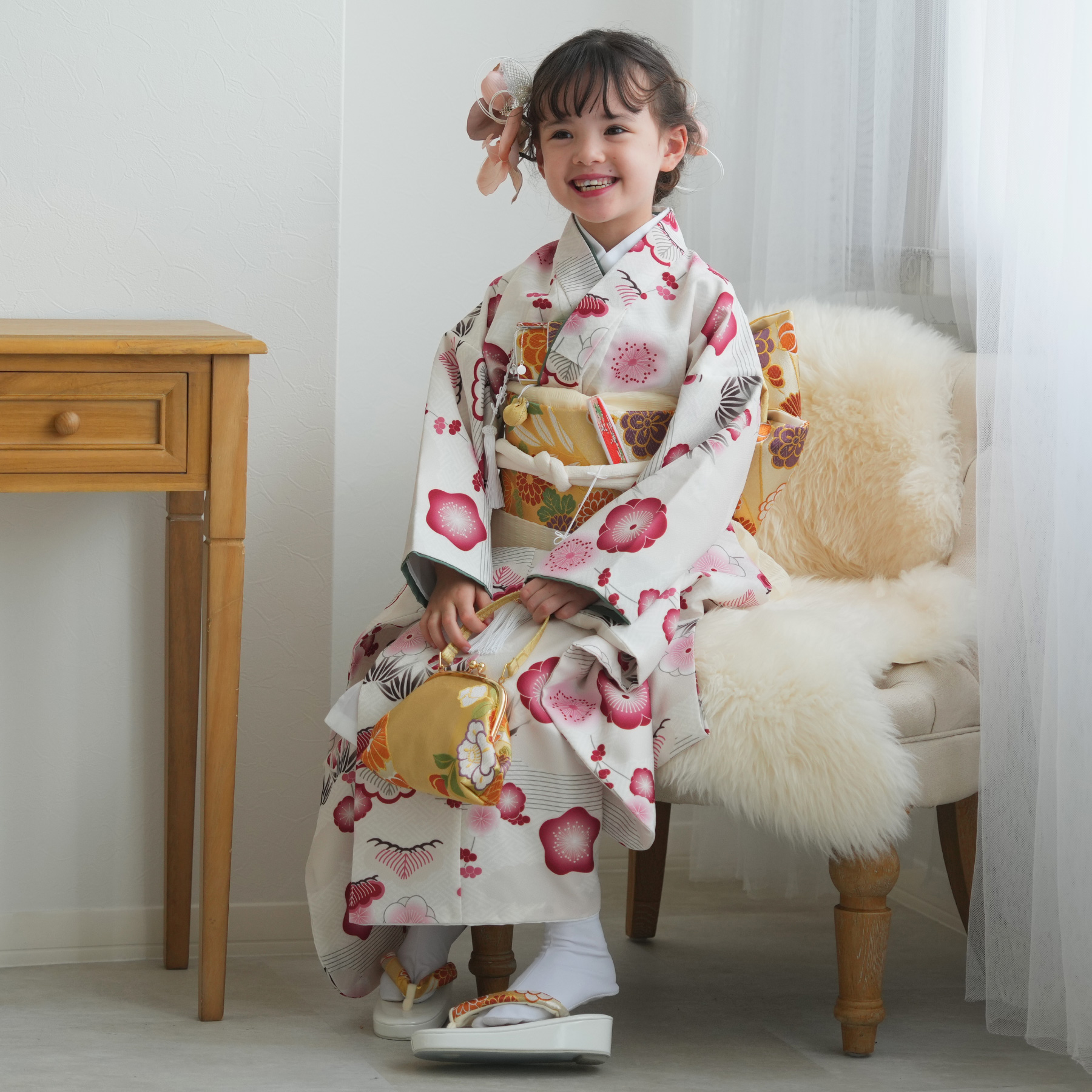 レンタル 七五三 着物 7歳 ひよこ商店 女の子 四つ身 フルセット 元禄