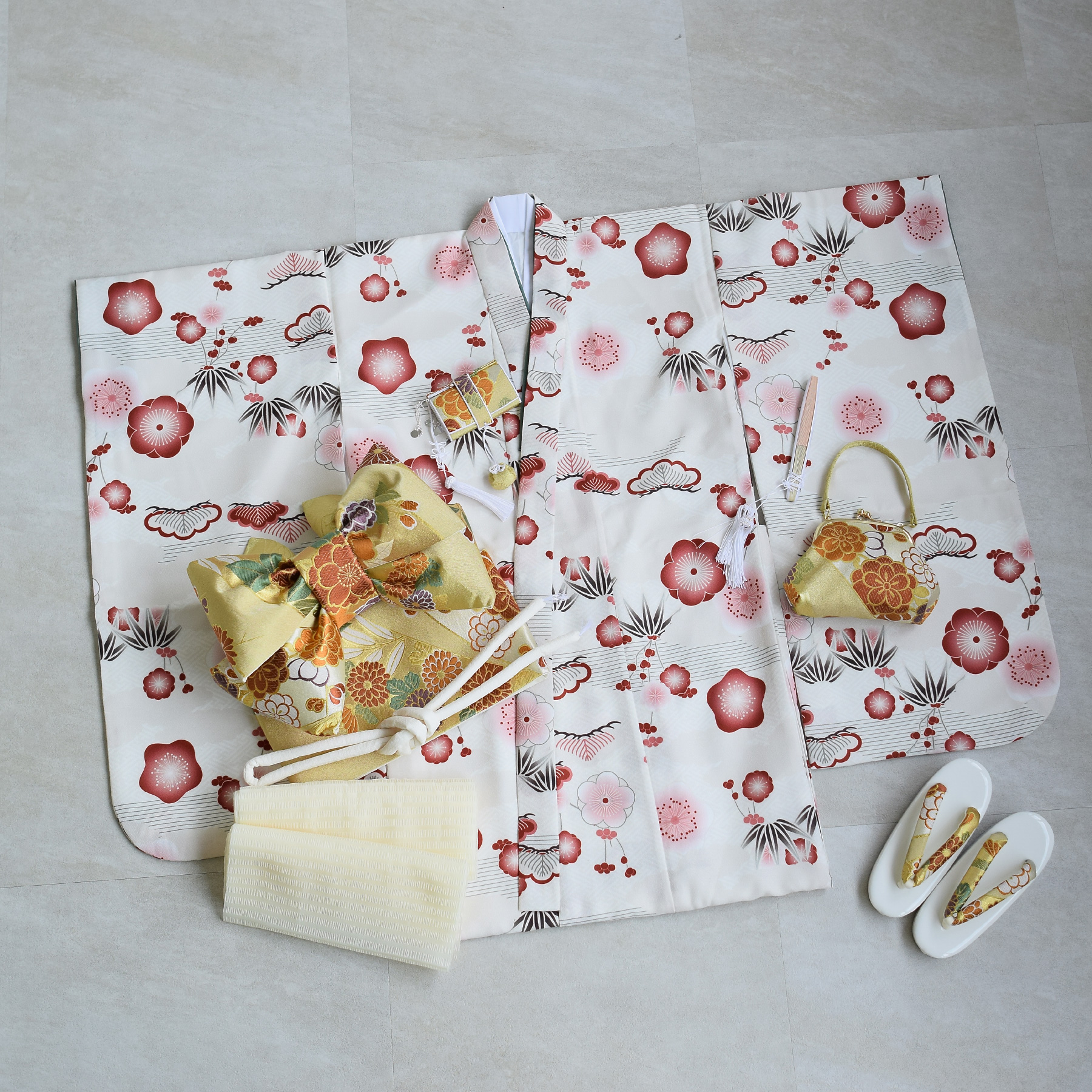 レンタル 七五三 着物 7歳 ひよこ商店 女の子 四つ身 フルセット 元禄