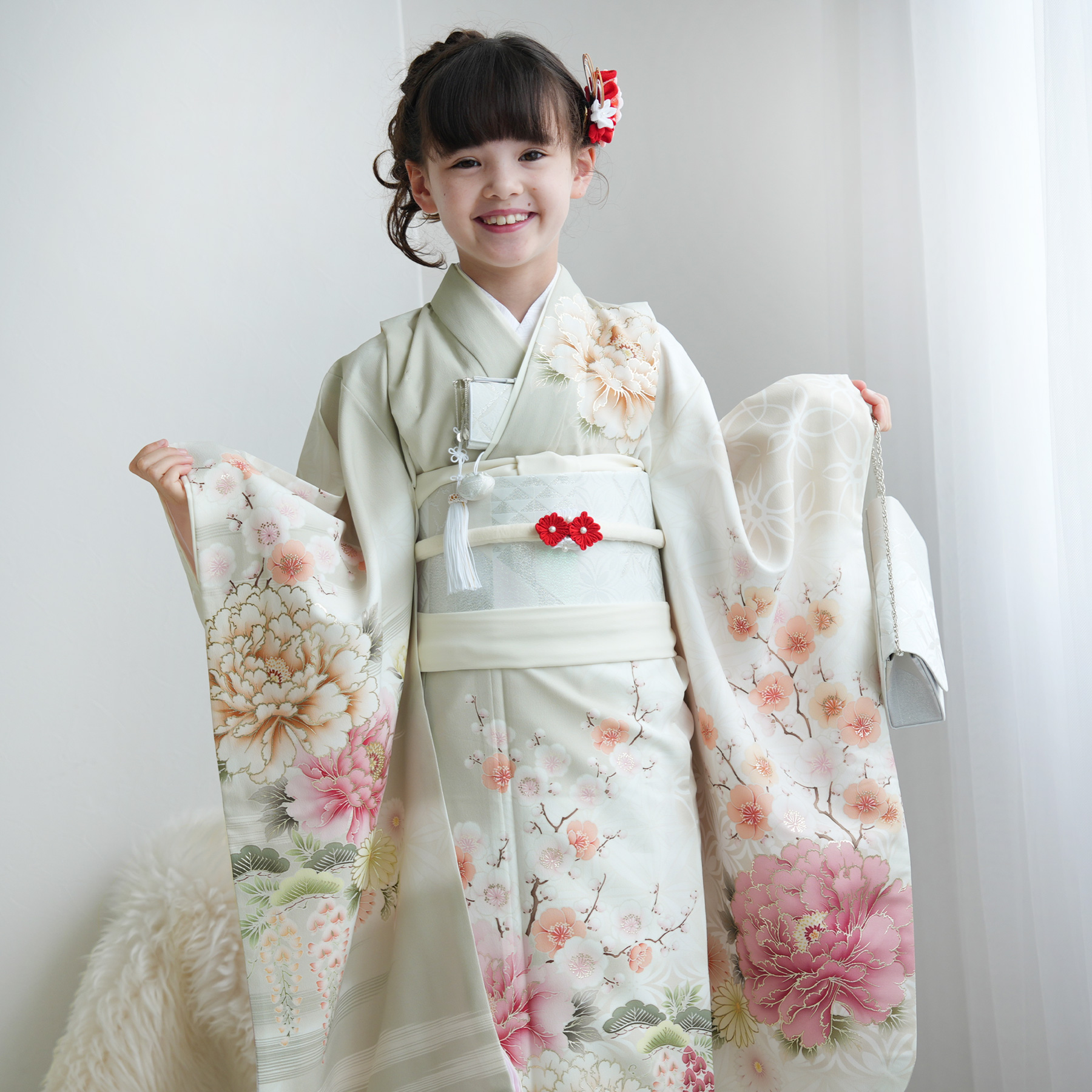 レンタル 七五三 着物 7歳 753 女の子 JAPAN STYLE 四つ身 絵羽 切子に