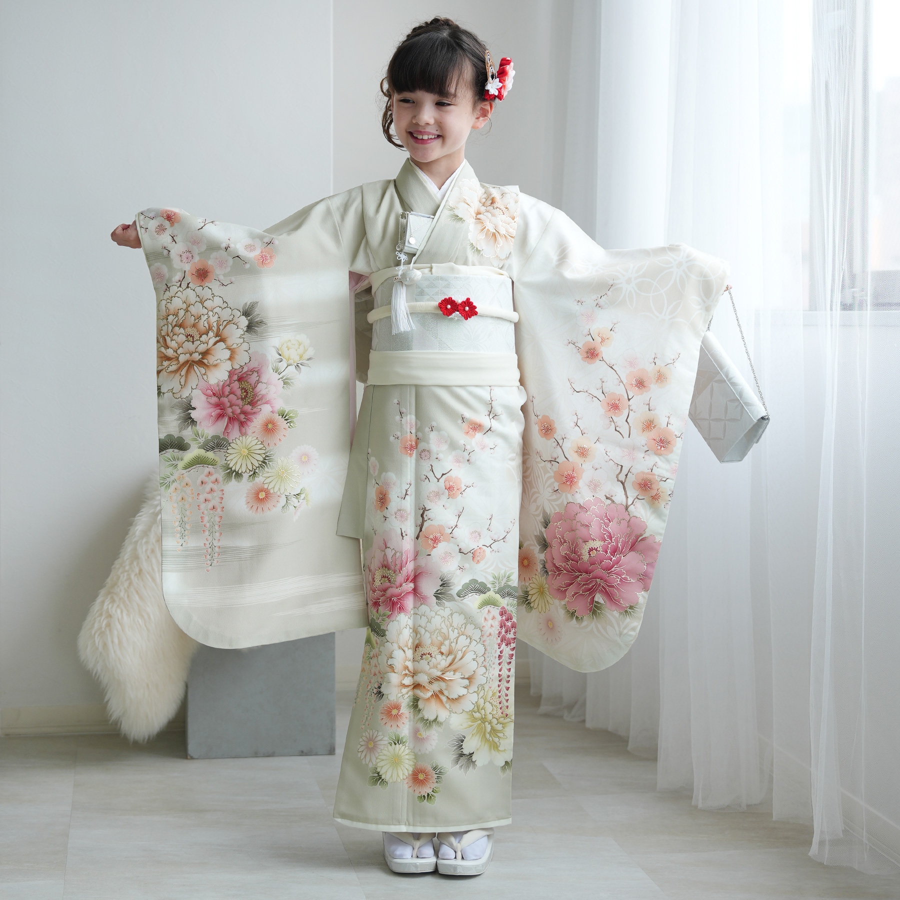 レンタル 七五三 着物 7歳 753 女の子 JAPAN STYLE 四つ身 絵羽 切子に