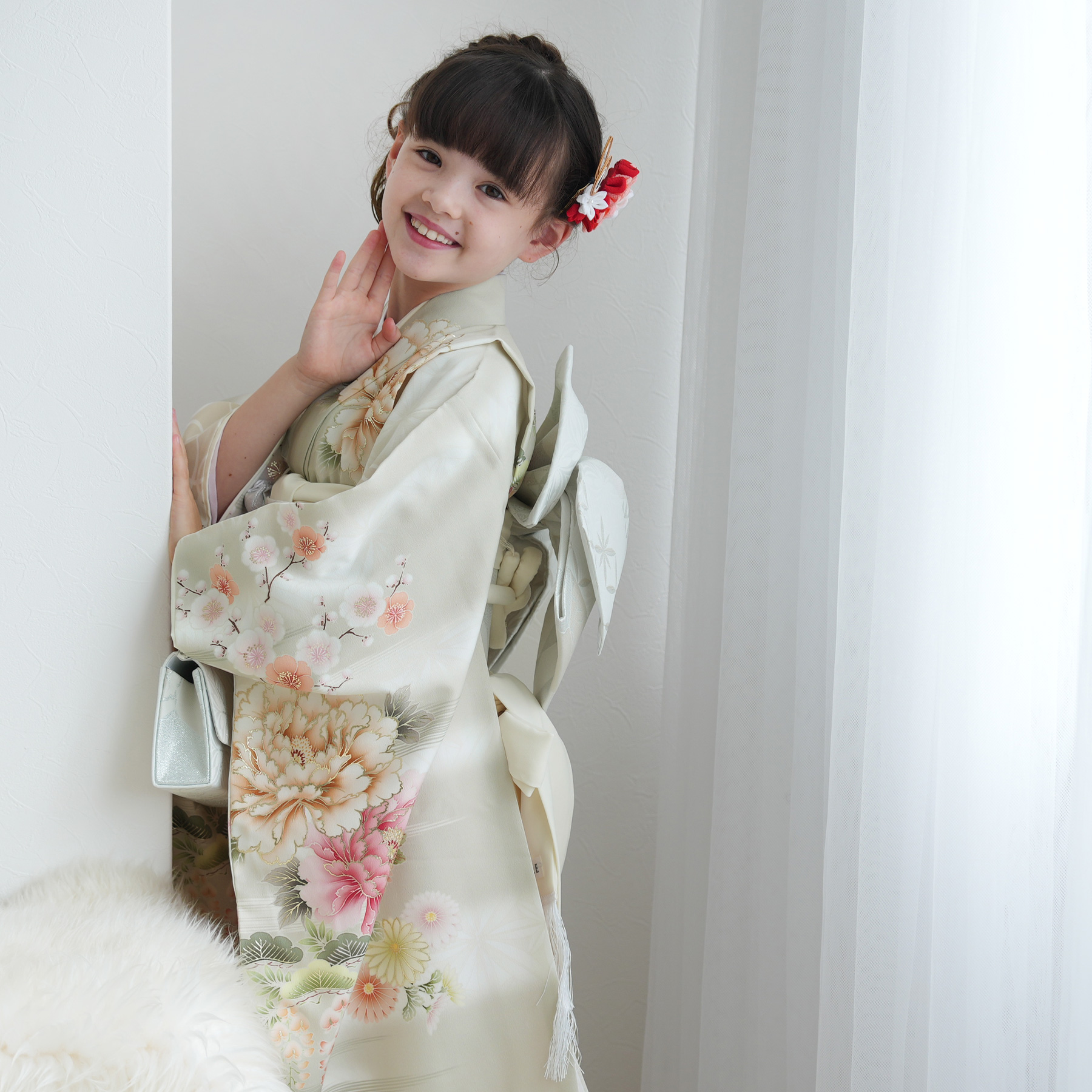 レンタル 七五三 着物 7歳 753 女の子 JAPAN STYLE 四つ身 絵羽 切子に