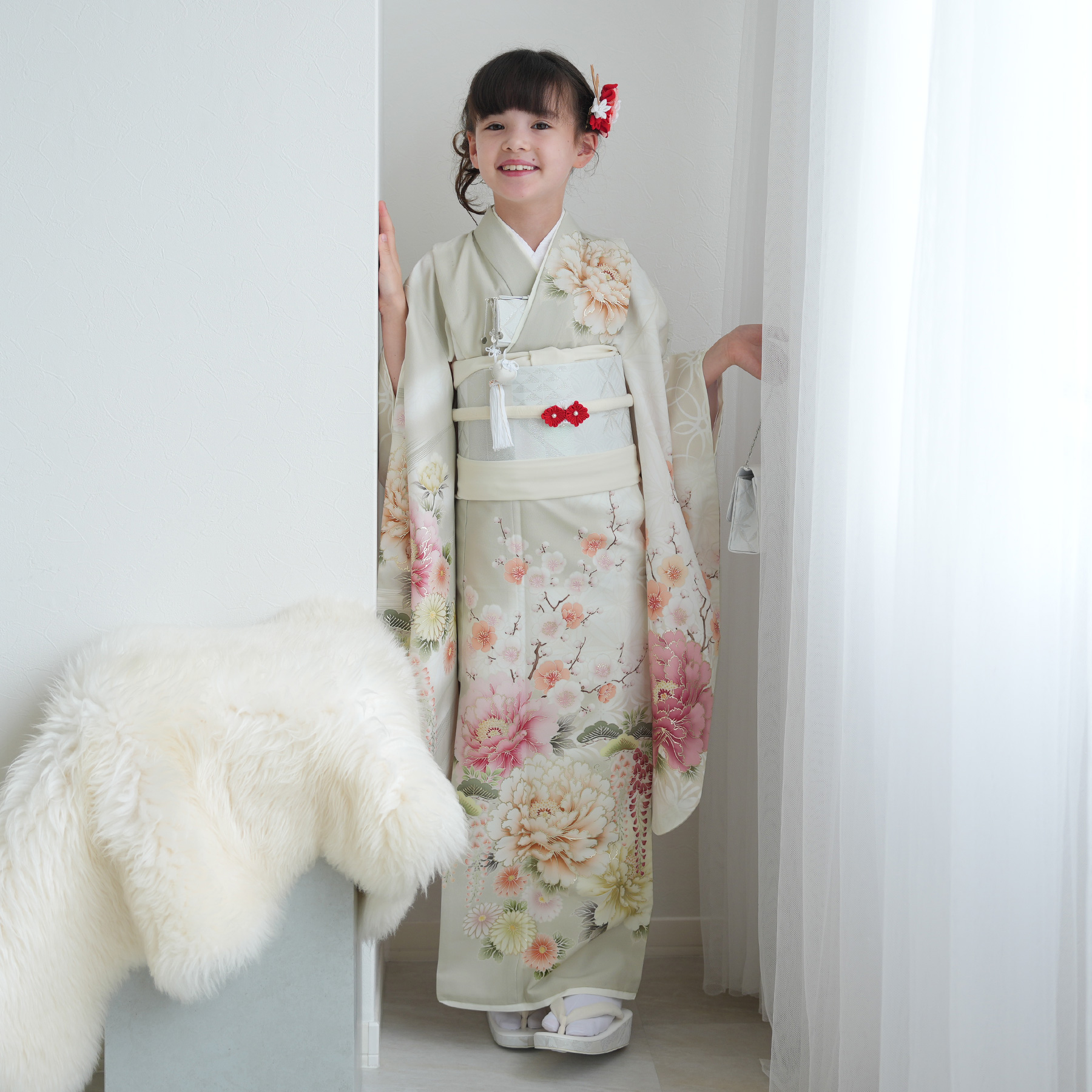 レンタル 七五三 着物 7歳 753 女の子 JAPAN STYLE 四つ身 絵羽 切子に