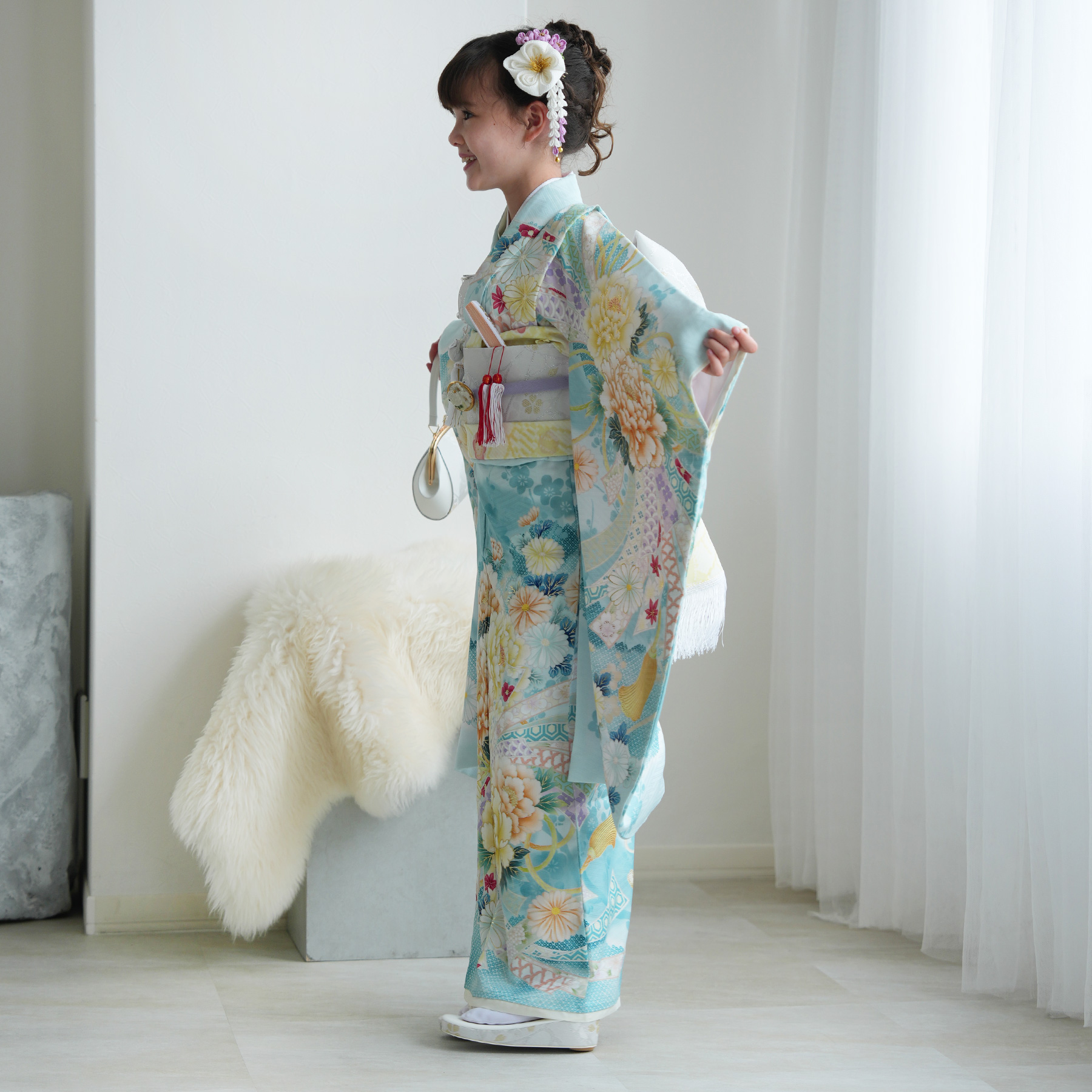 レンタル 七五三 着物 7歳 753 女の子 華徒然 絵羽 熨斗に牡丹