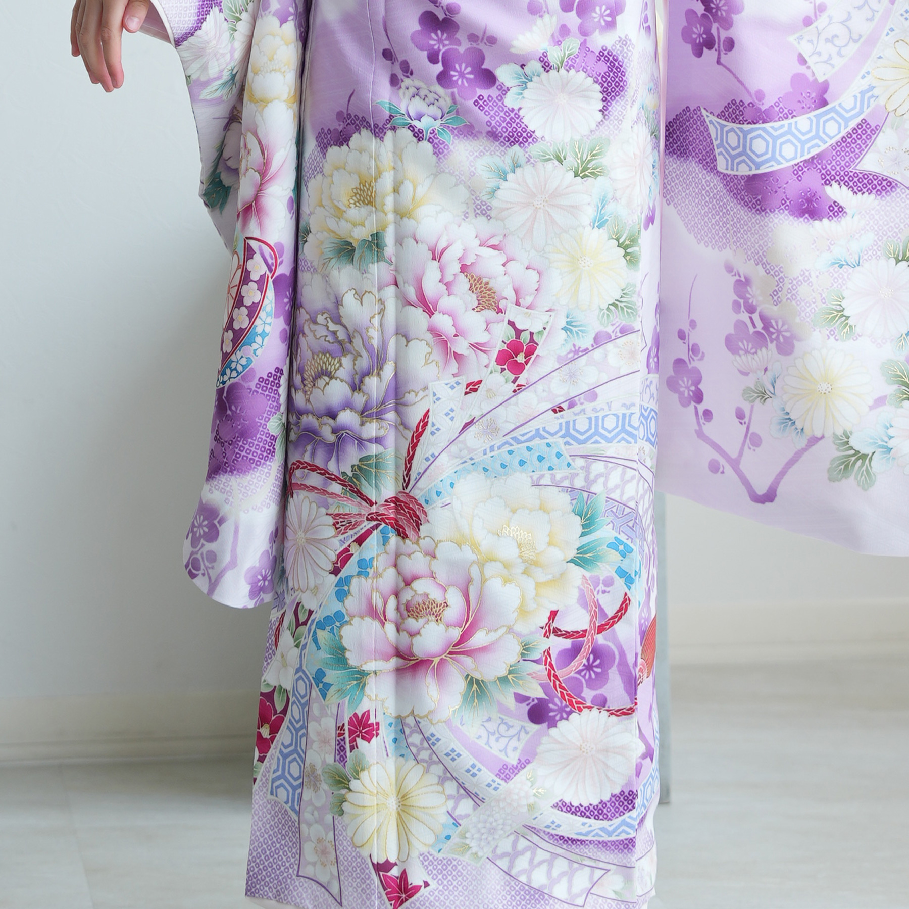 レンタル 七五三 着物 7歳 753 女の子 華徒然 絵羽 熨斗に牡丹・薄紫