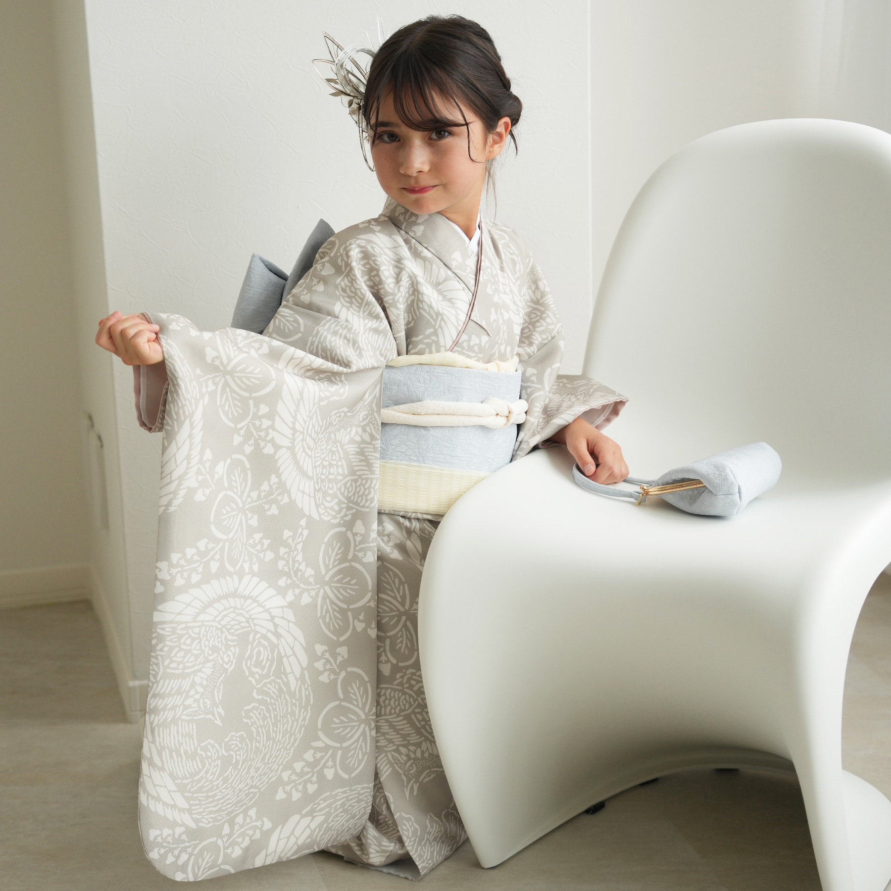 子供用振り袖セット レンタル 10歳 振袖セット 女の子 ひよこ商店 えんじの絞り柄 ハーフ