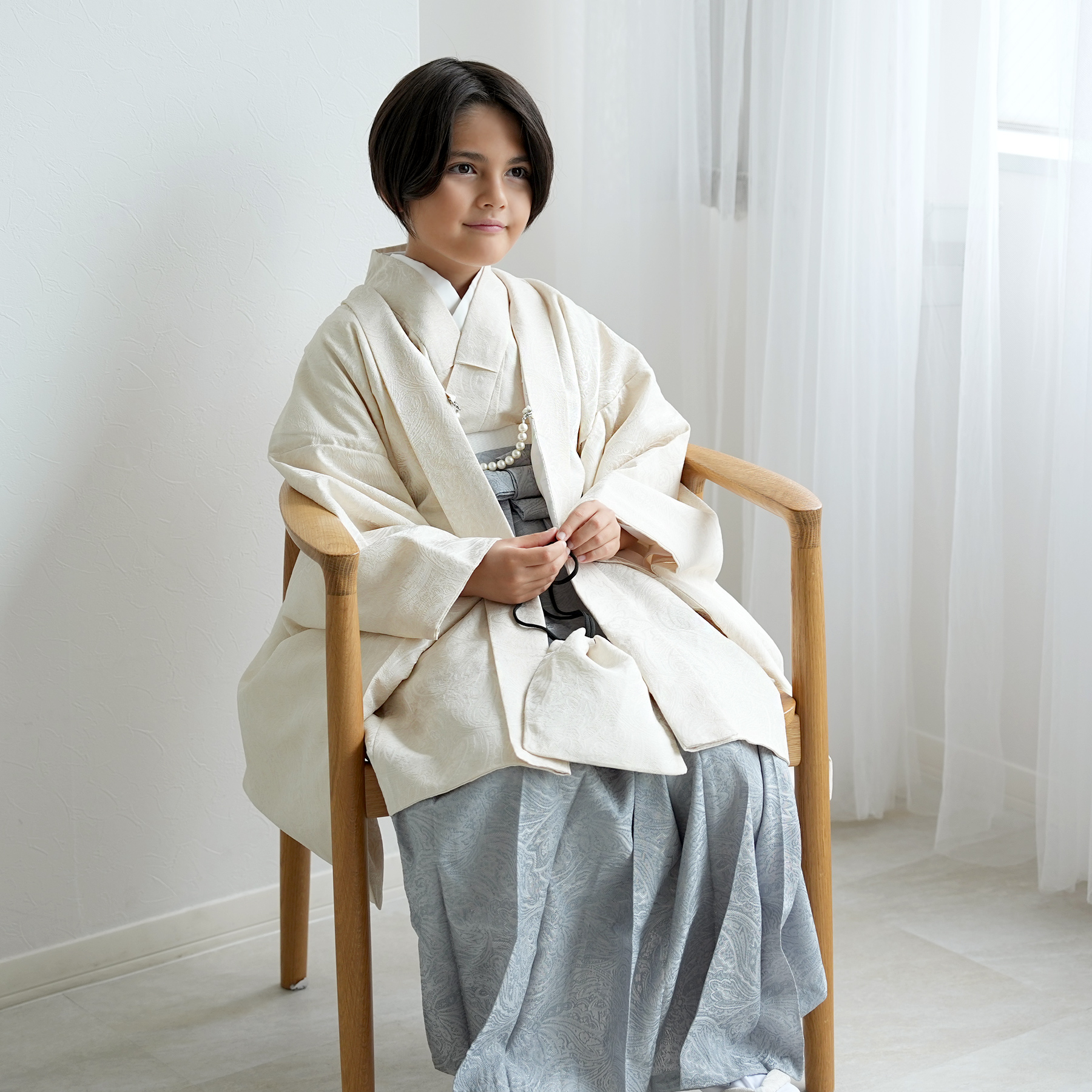 508ab41□七五三 五歳 男児 着物&羽織&袴&角帯 宝船 五つ紋□良好