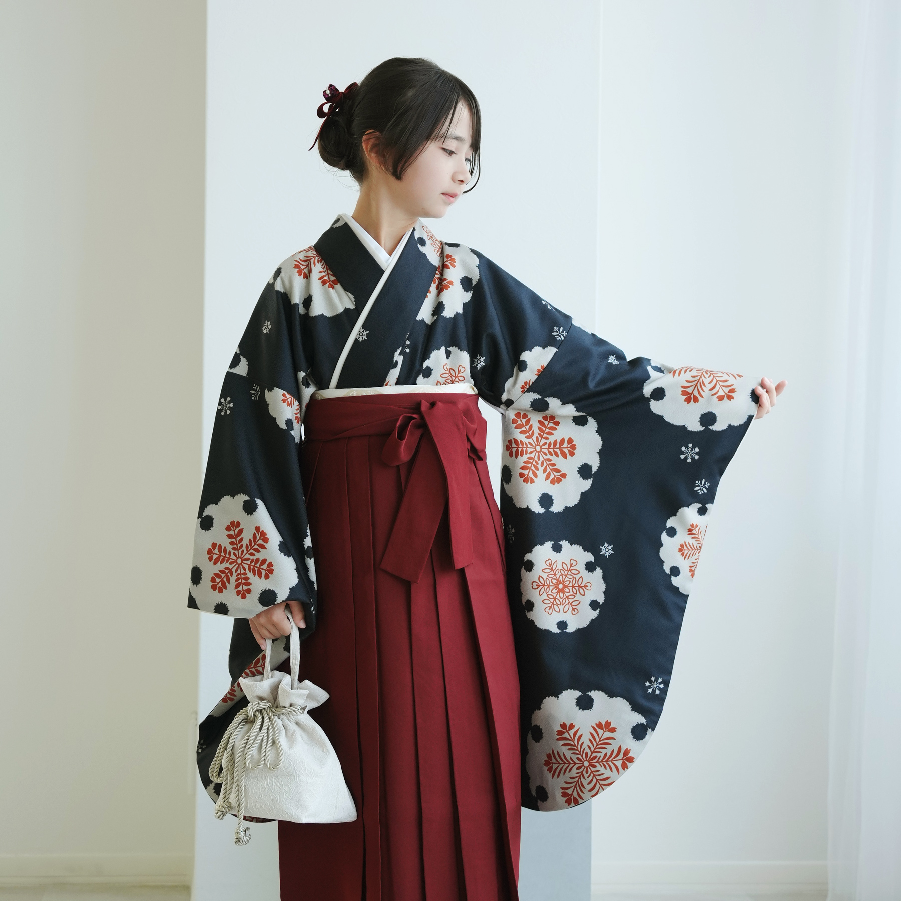 utatane 袴 レンタル 小学生 2尺袖着物 15点セット レトロ 袴