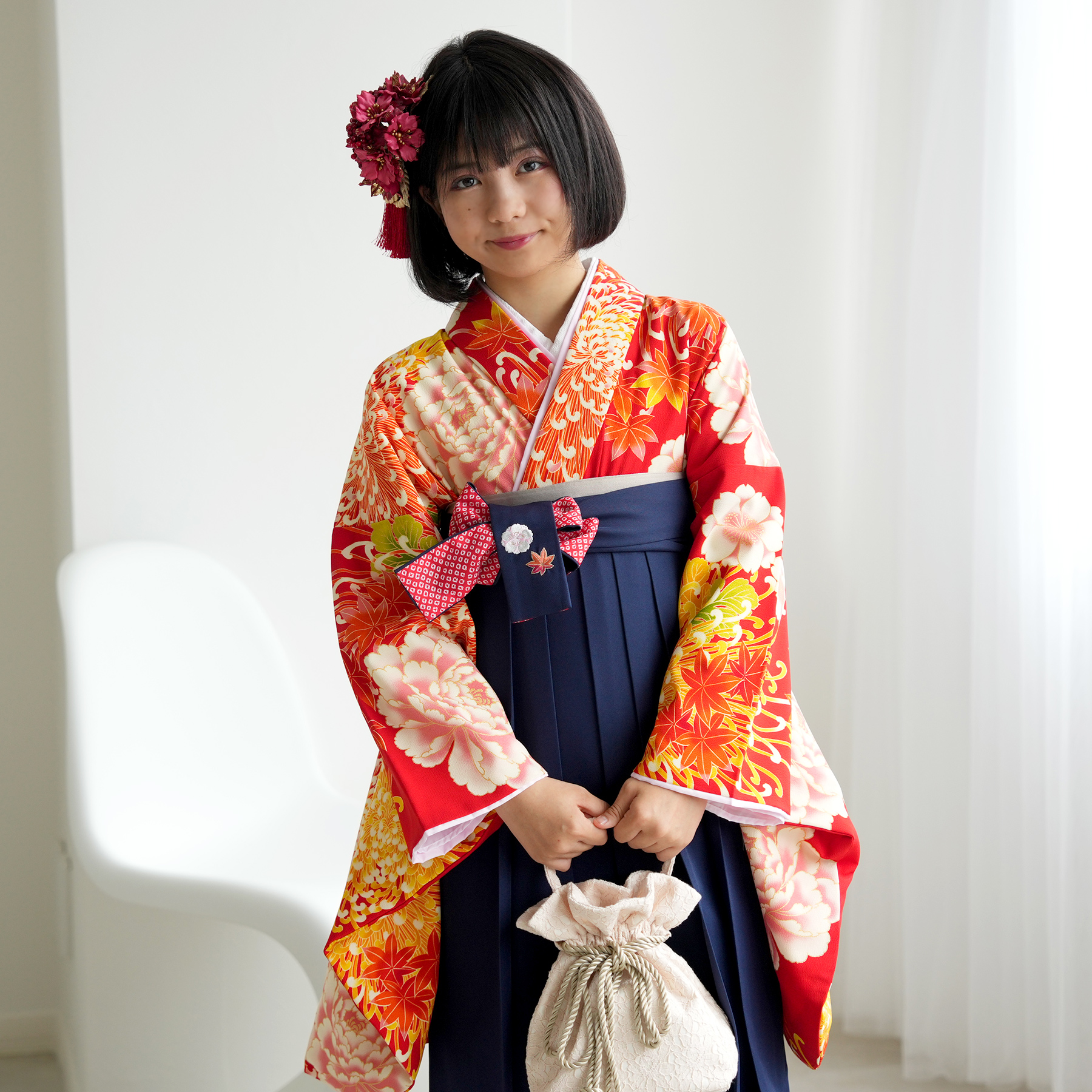 袴 レンタル 小学生 2尺袖着物 15点セット レトロ モダン 袴セット