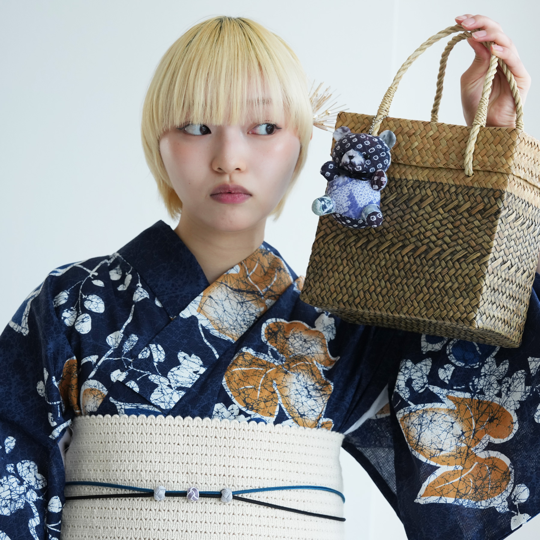 ぬいぐるみ チャーム バッグチャーム くま クマ おしゃれ 有松絞り utatane うたたね ウタタネ