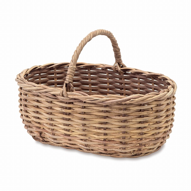 バスケット 収納 編み ラタン カゴ かご 茶色 系 楕円 持ち手 バスケット 収納 編み ラタン カゴ かご 茶色 系 楕円 持ち手