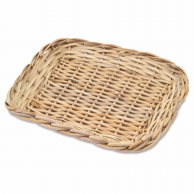 バスケット 収納 編み ラタン カゴ かご 茶色 系 トレイ トレー 四角