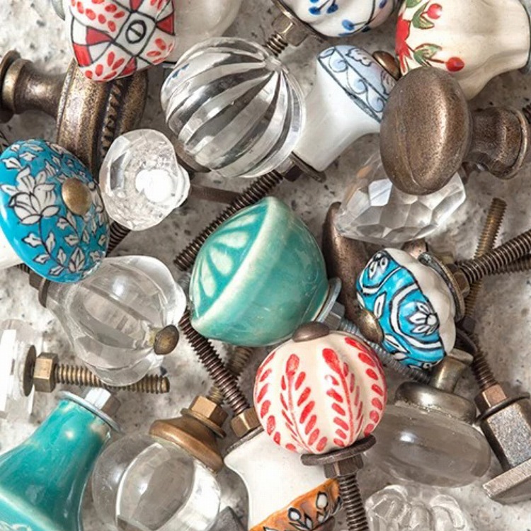 雑貨 ガラス ノブ 取っ手 つまみ 持ち手 引き出し 2個セット 四角