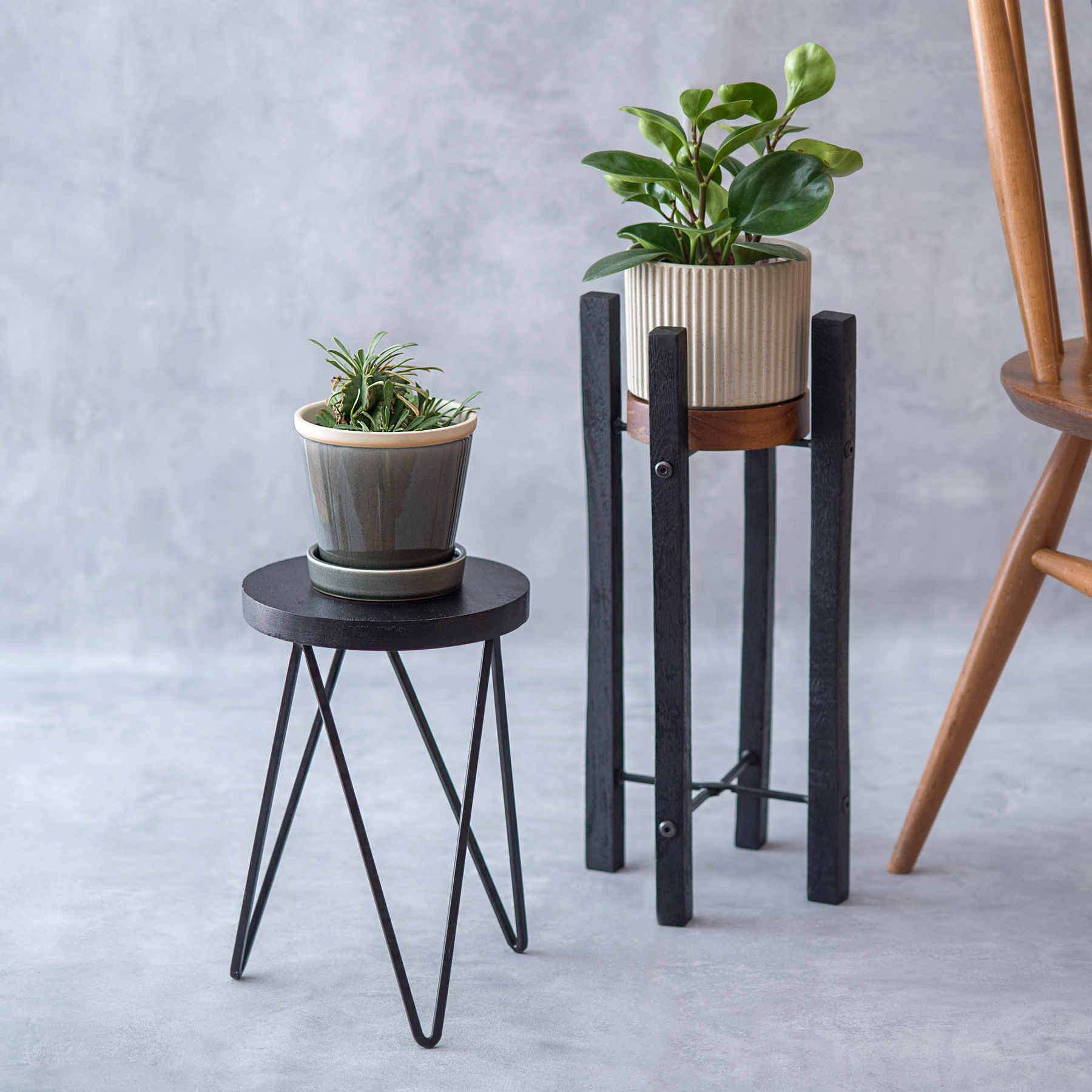 植木鉢 スタンド フラワースタンド サークルスタンド 直径 約21.5cm 黒