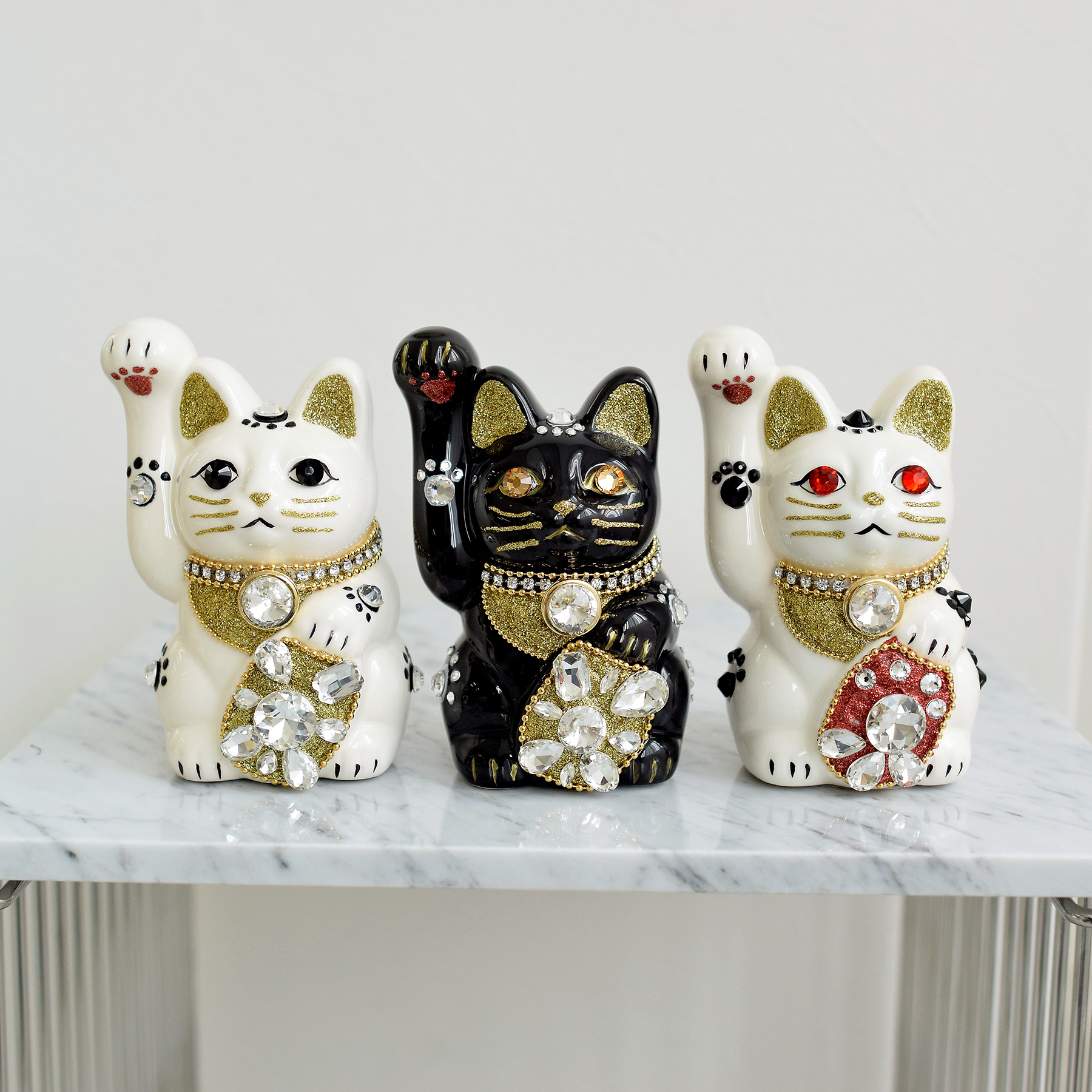 招き猫 置物 おしゃれ ニコアンティーク×ご縁猫 招き猫 ねこ球左衛門