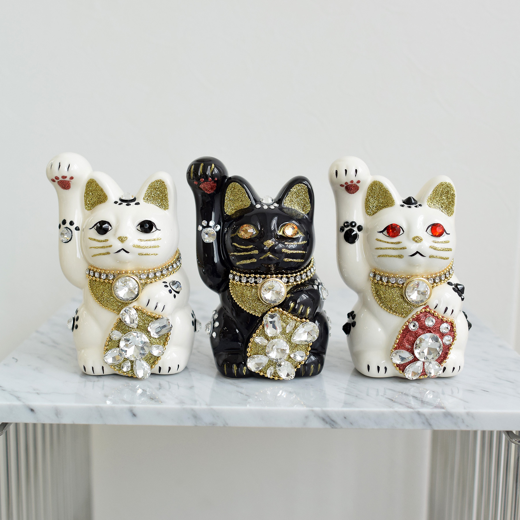 招き猫 置物 おしゃれ ニコアンティーク×ご縁猫 ねこ球太郎 手ぬぐい 2