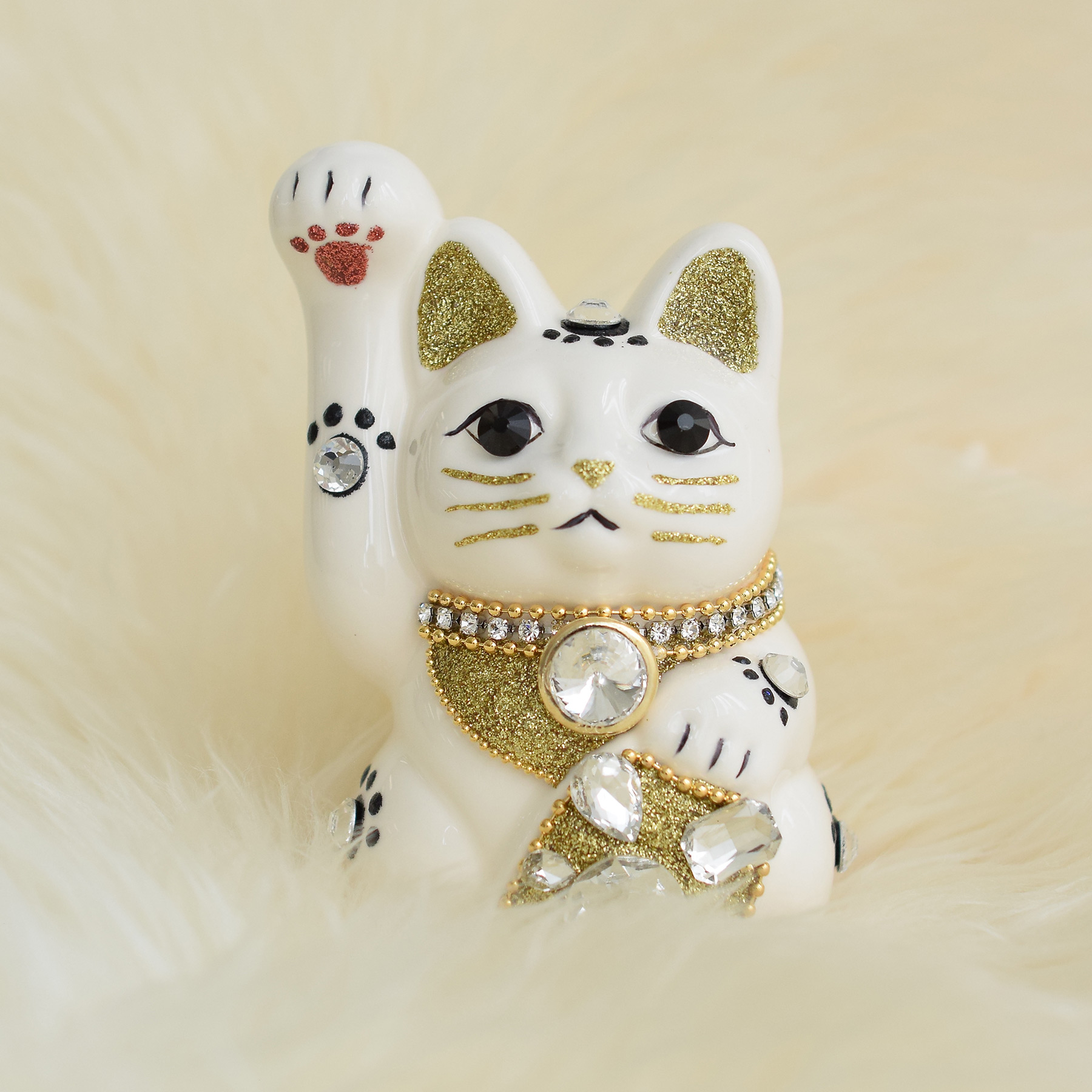 招き猫 置物 おしゃれ ニコアンティーク×ご縁猫 ねこ球太郎 手ぬぐい 2