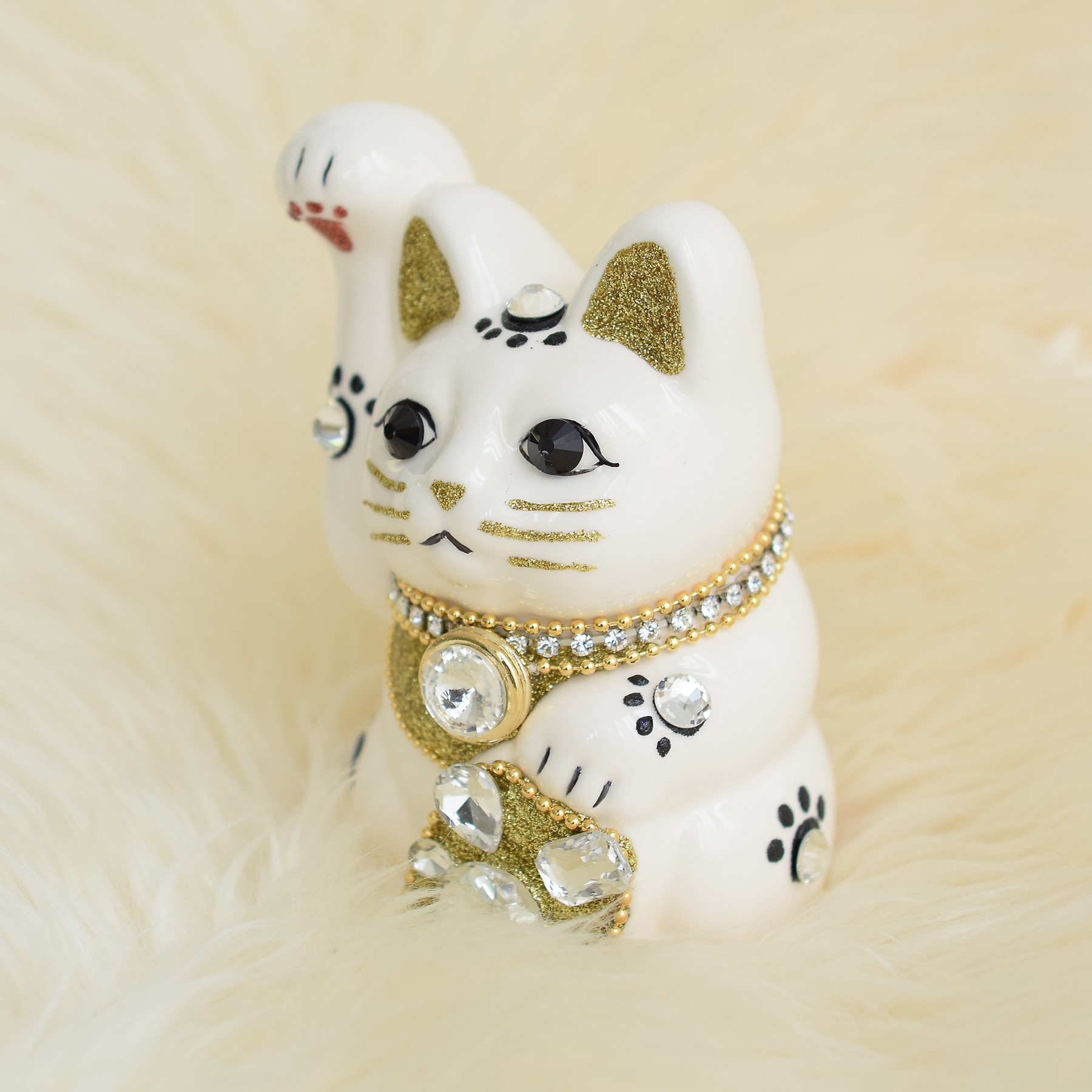 招き猫 置物 おしゃれ ニコアンティーク×ご縁猫 ねこ球太郎 手ぬぐい 2
